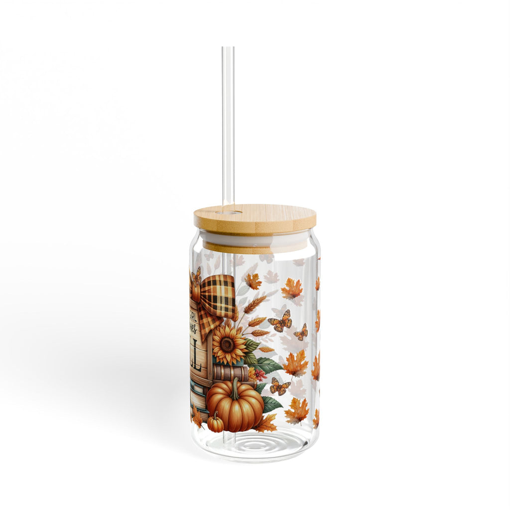 16oz Fall Sipper Glass - "Just a Girl Who Loves Fall" Sunflower & Pumpkin Tumbler