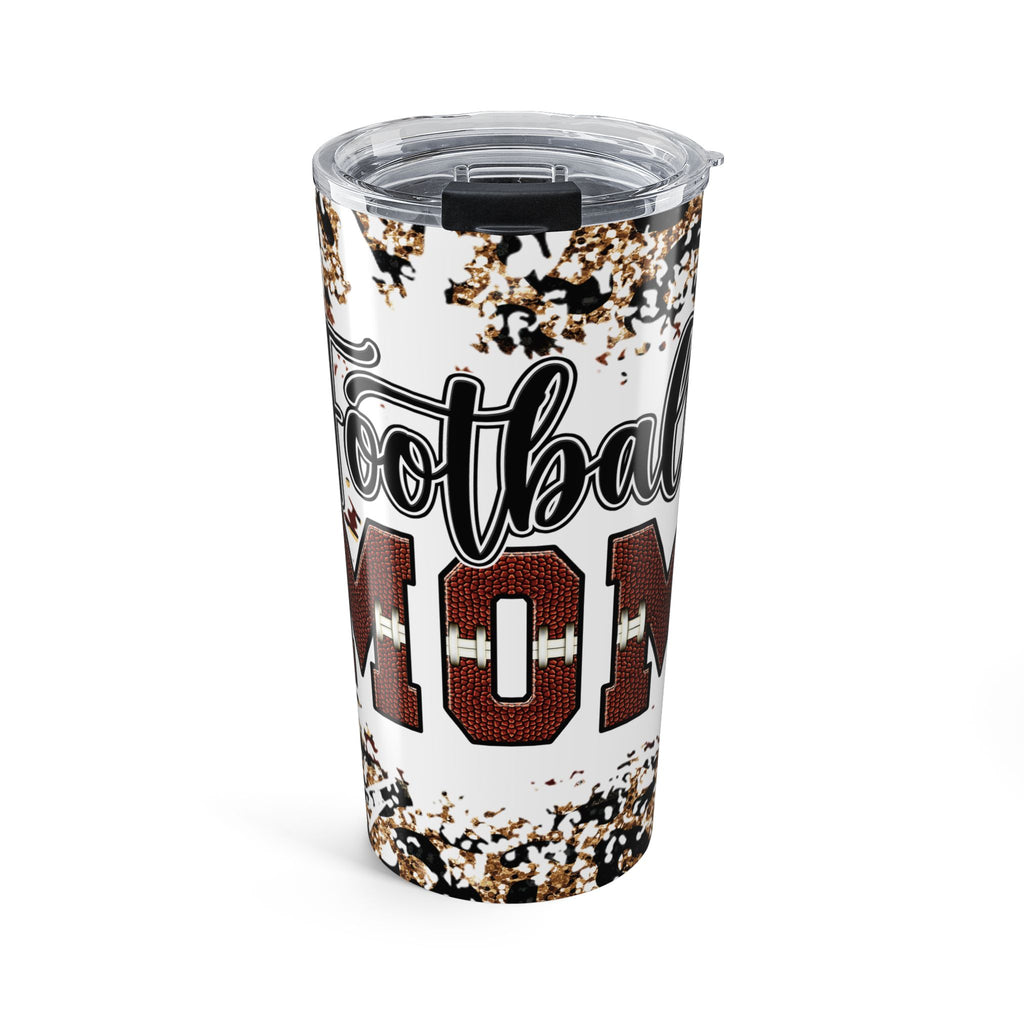 Football Mom Leopard Glitter Football Design 20oz Tumbler Insulated Travel Cup