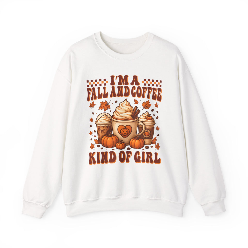 Fall & Coffee Crewneck Sweatshirt — "I’m a Fall and Coffee Kind of Girl"