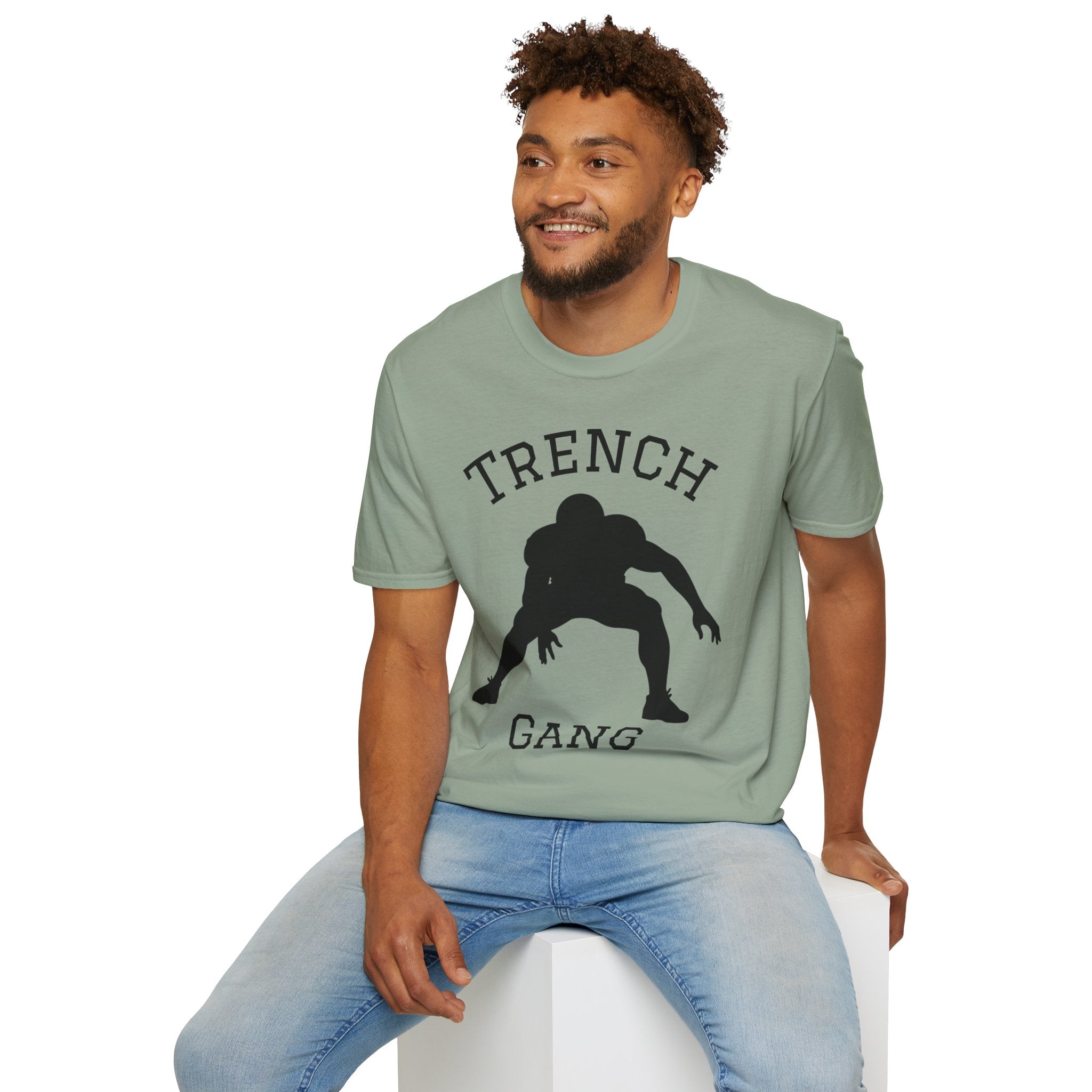 Football Lineman Tee — Retro Trench 3‑Point Stance Tee