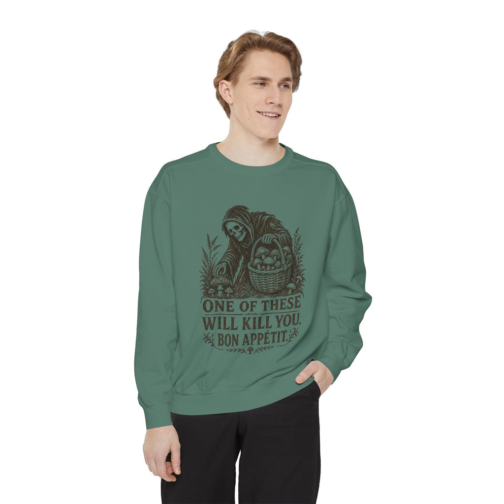Comfort Colors Grim Reaper 'One of These Will Kill You - Bon Appétit' Sweatshirt