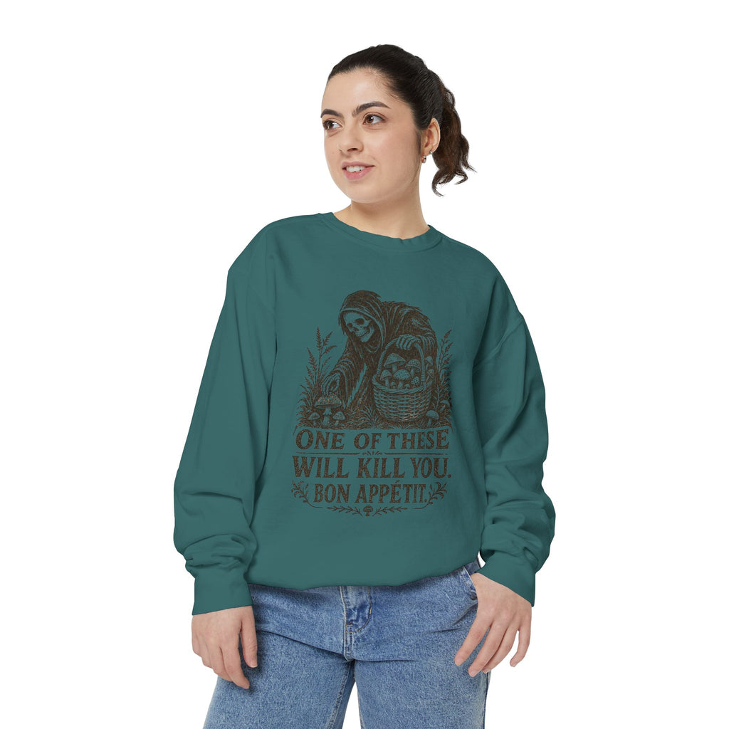 Comfort Colors Grim Reaper 'One of These Will Kill You - Bon Appétit' Sweatshirt