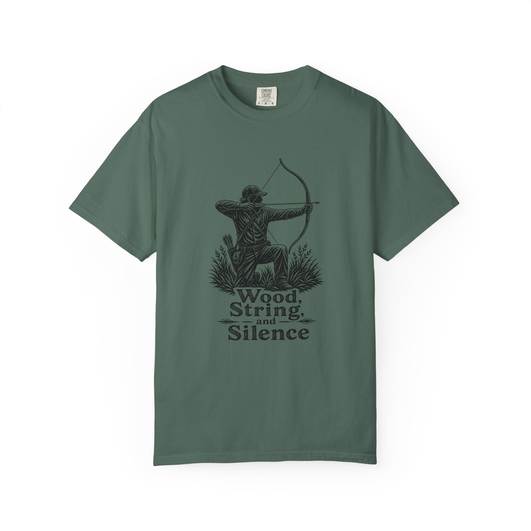Comfort Colors® Archer Graphic T-Shirt — "Wood, String, and Silence" Vintage Archery Tee
