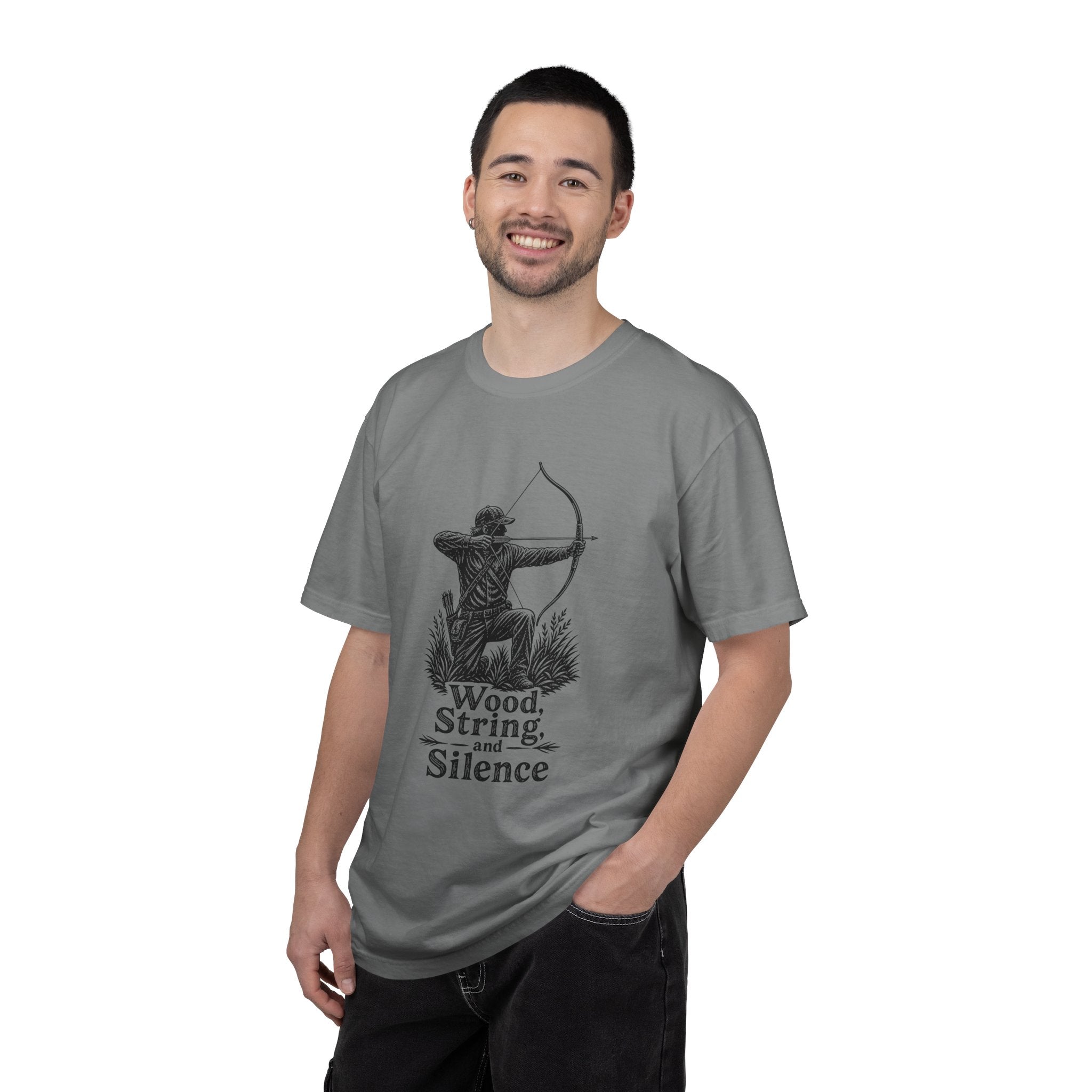 Comfort Colors® Archer Graphic T-Shirt — "Wood, String, and Silence" Vintage Archery Tee
