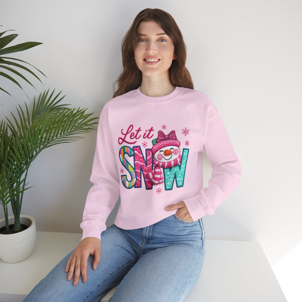 Let It Snow Crewneck Sweatshirt — Cute Snowman Winter Holiday Pullover