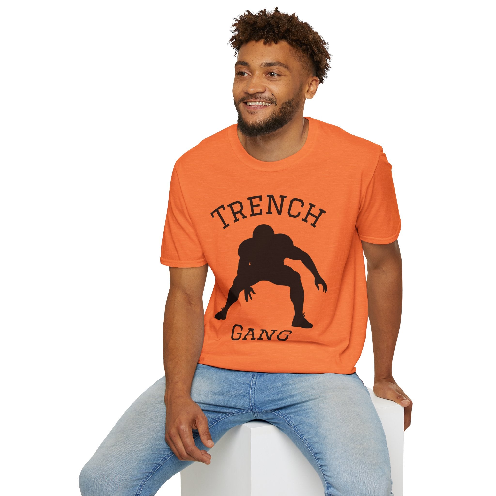 Football Lineman Tee — Retro Trench 3‑Point Stance Tee