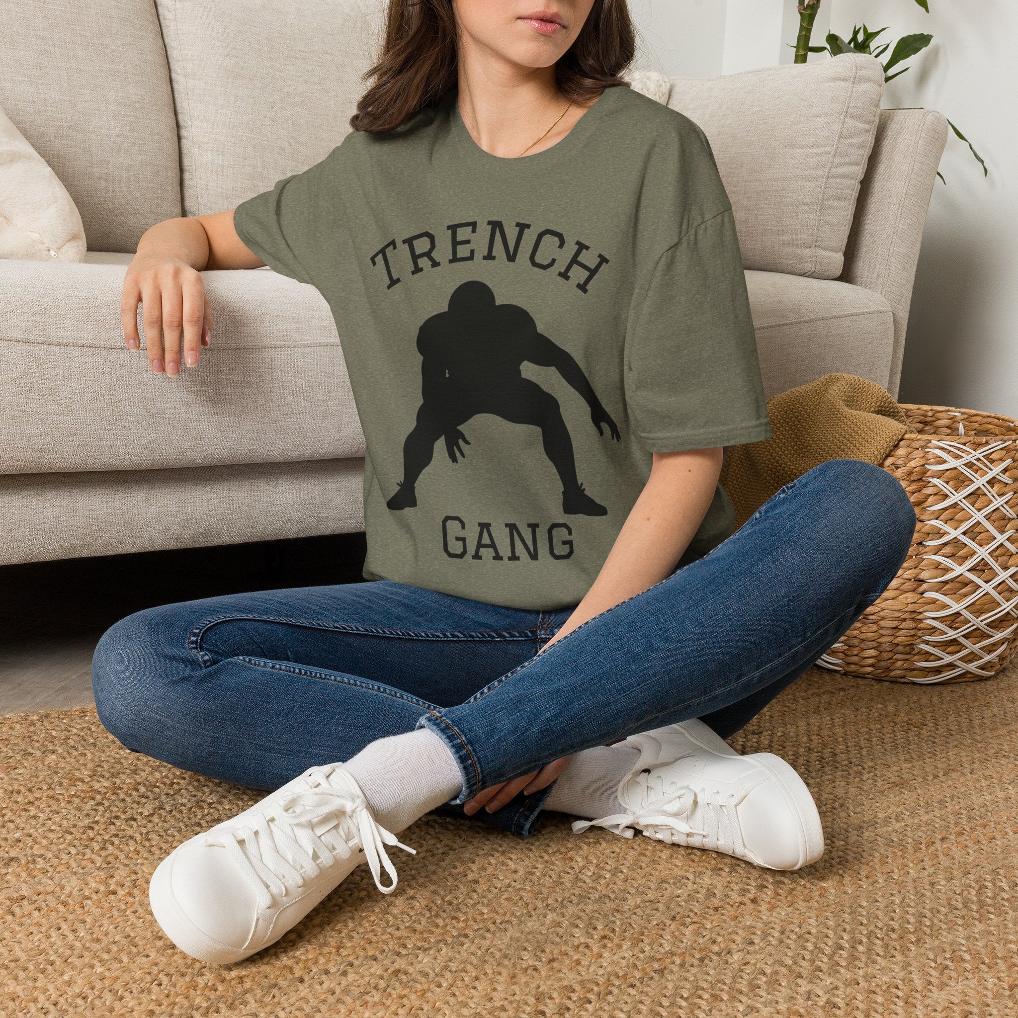Football Lineman Tee — Retro Trench 3‑Point Stance Tee