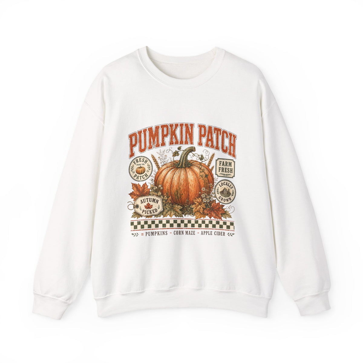 Pumpkin Patch Crewneck Sweatshirt — Vintage Autumn Farm Pumpkin Design