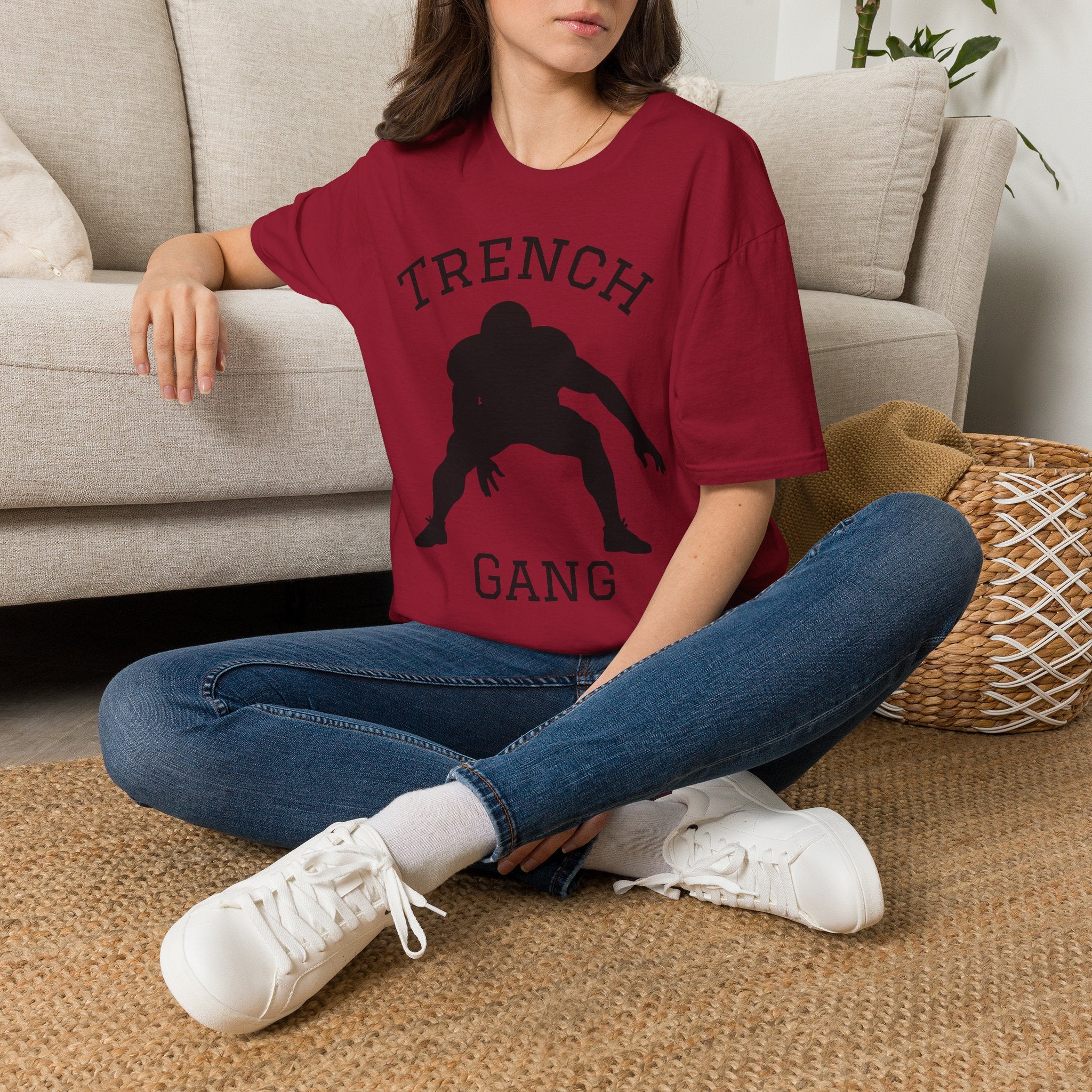 Football Lineman Tee — Retro Trench 3‑Point Stance Tee