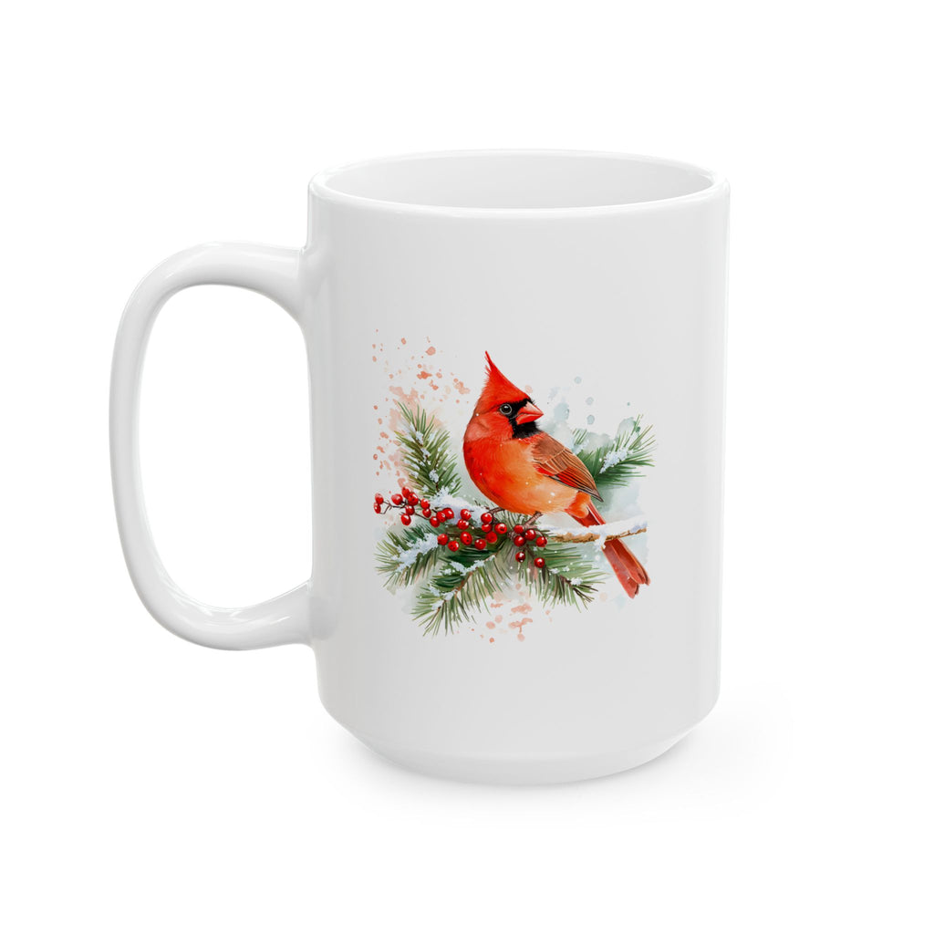 Holiday Pine & Ribbon Ceramic Mug — Festive Christmas Coffee Cup (11oz, 15oz)