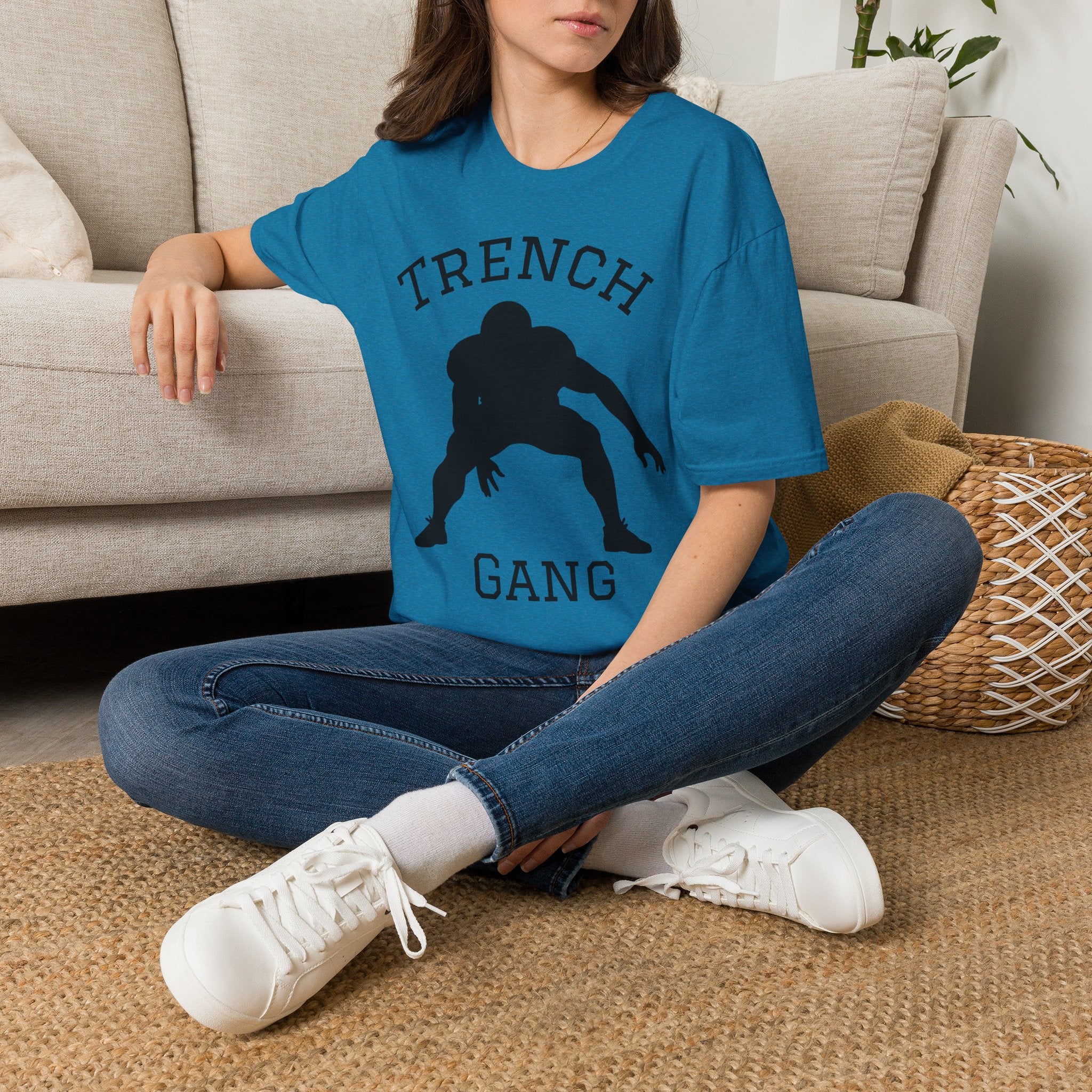 Football Lineman Tee — Retro Trench 3‑Point Stance Tee