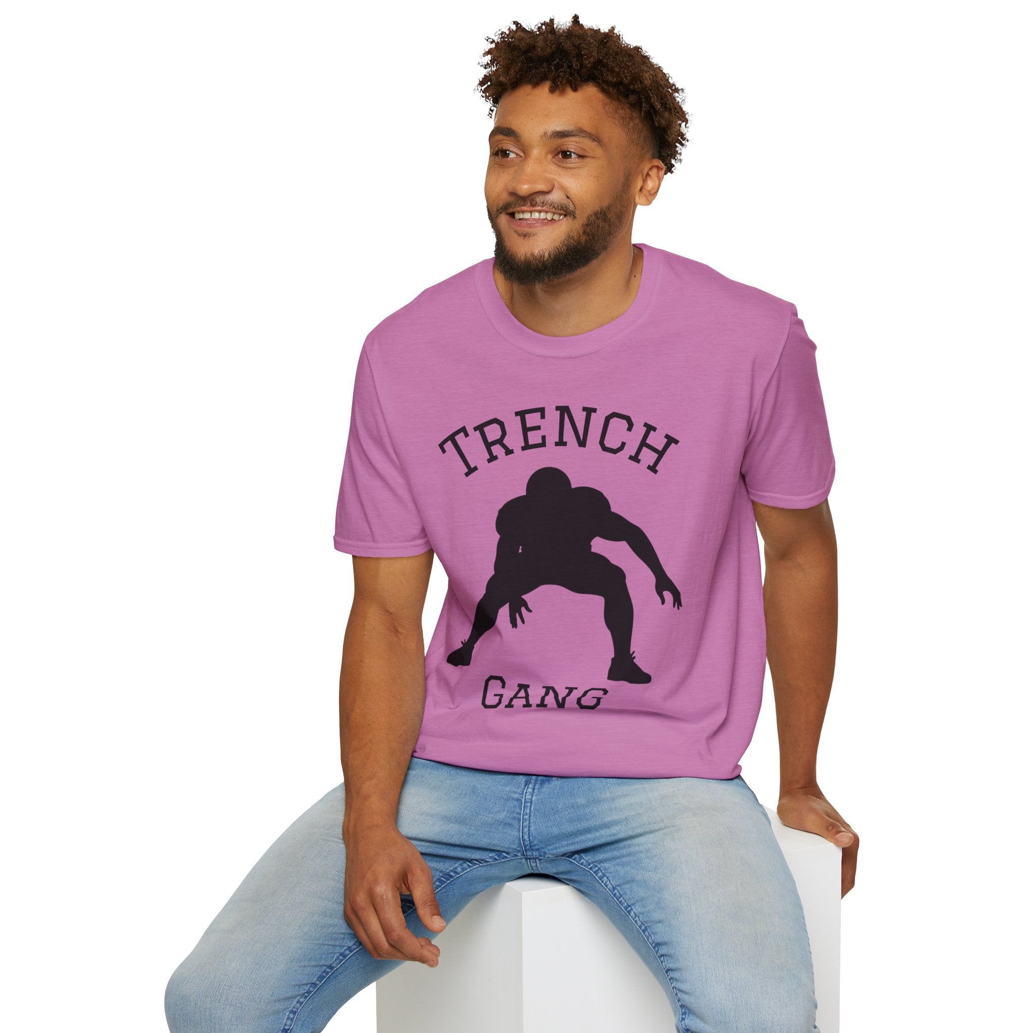 Football Lineman Tee — Retro Trench 3‑Point Stance Tee