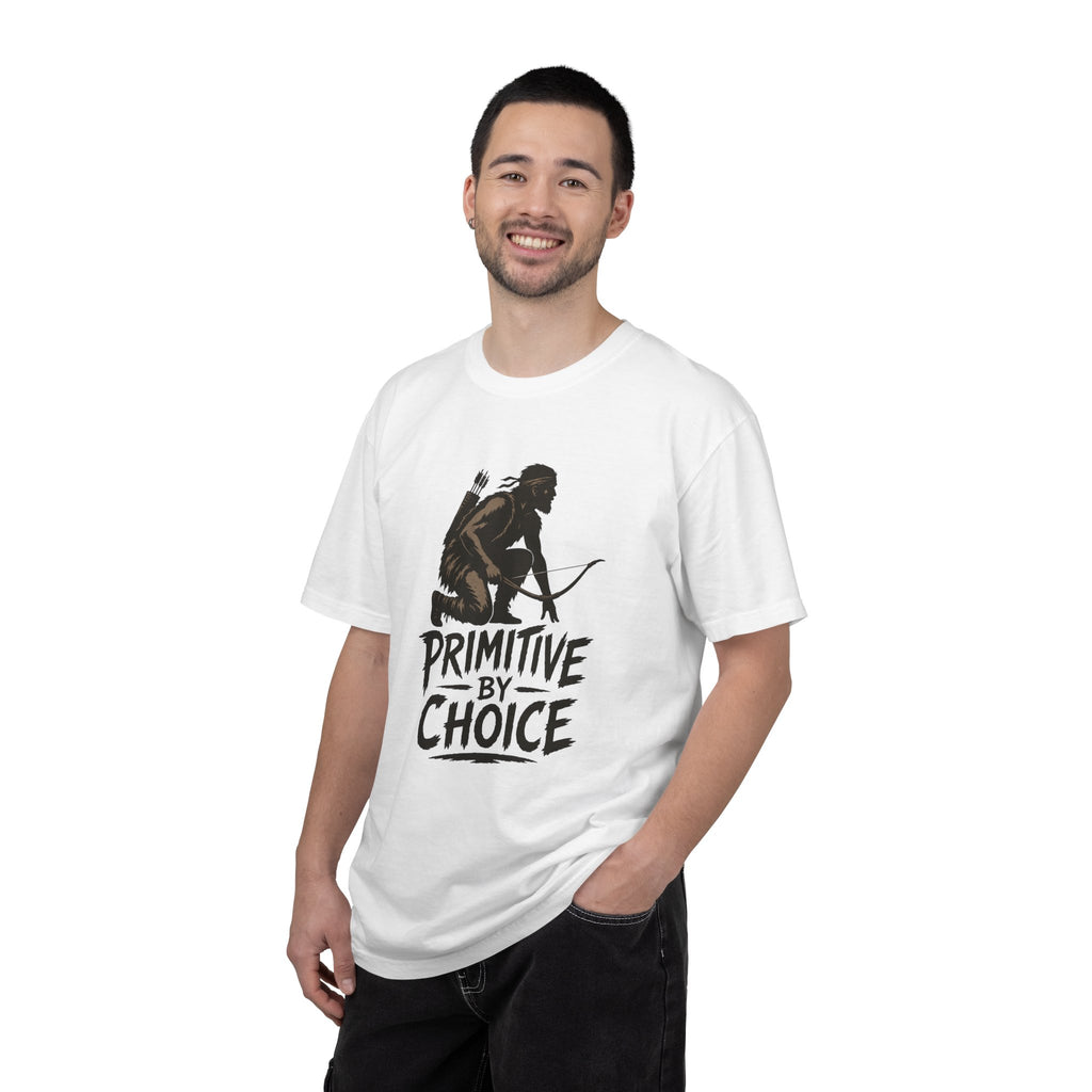 Comfort Colors Primitive By Choice T-Shirt — Caveman Bow Hunter Graphic Tee