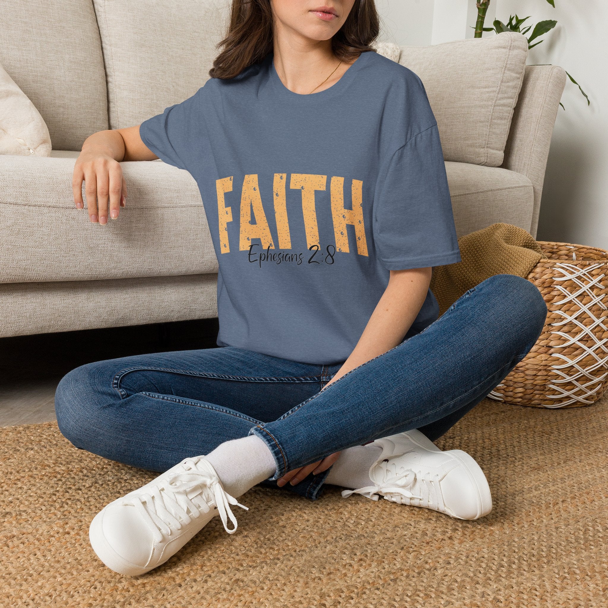 "FAITH" Bible Verse T-Shirt (Ephesians 2:8) Inspirational Christian Tee