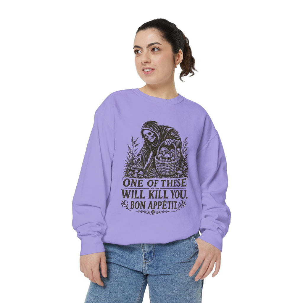 Comfort Colors Grim Reaper 'One of These Will Kill You - Bon Appétit' Sweatshirt