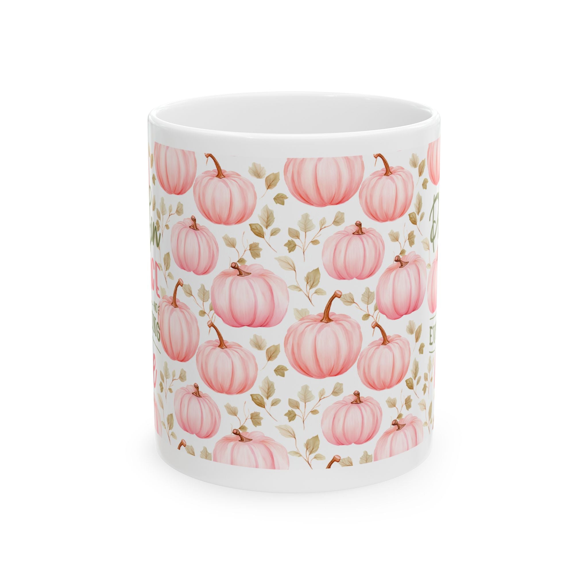 Pink Pumpkin Ceramic Mug — Autumn Floral Coffee Cup (11oz, 15oz)