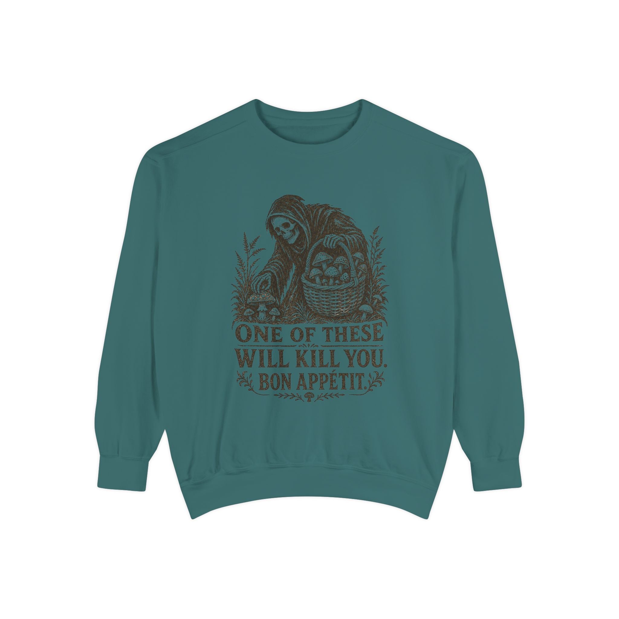 Comfort Colors Grim Reaper 'One of These Will Kill You - Bon Appétit' Sweatshirt