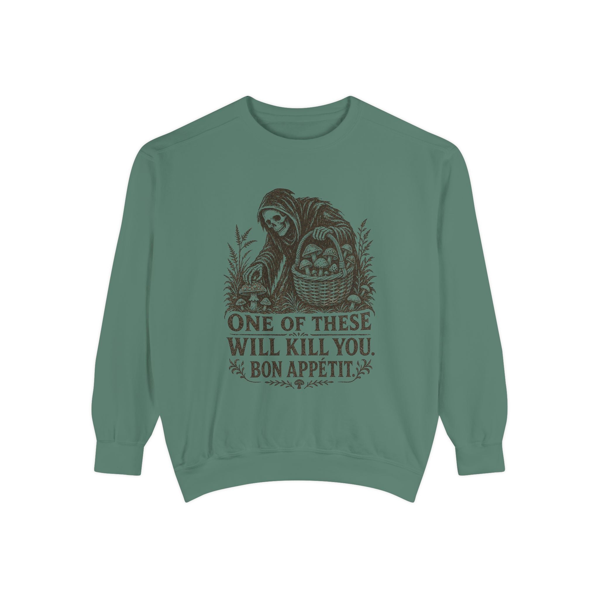 Comfort Colors Grim Reaper 'One of These Will Kill You - Bon Appétit' Sweatshirt