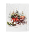 Christmas Sleigh Velveteen Plush Blanket — Cozy Holiday Throw with Vintage Red Sleigh Design