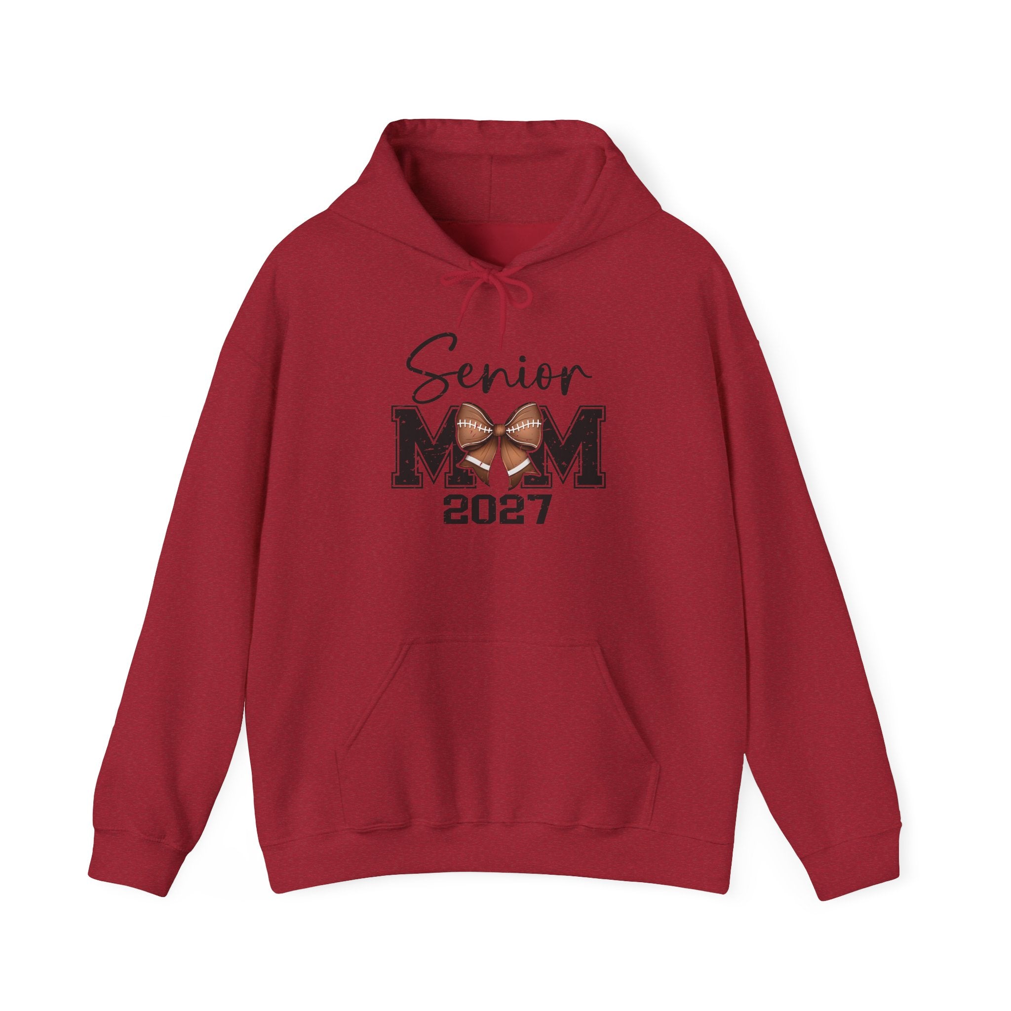 Senior Mom 2027 Hoodie — Football Bow Mom Graduation Sweatshirt