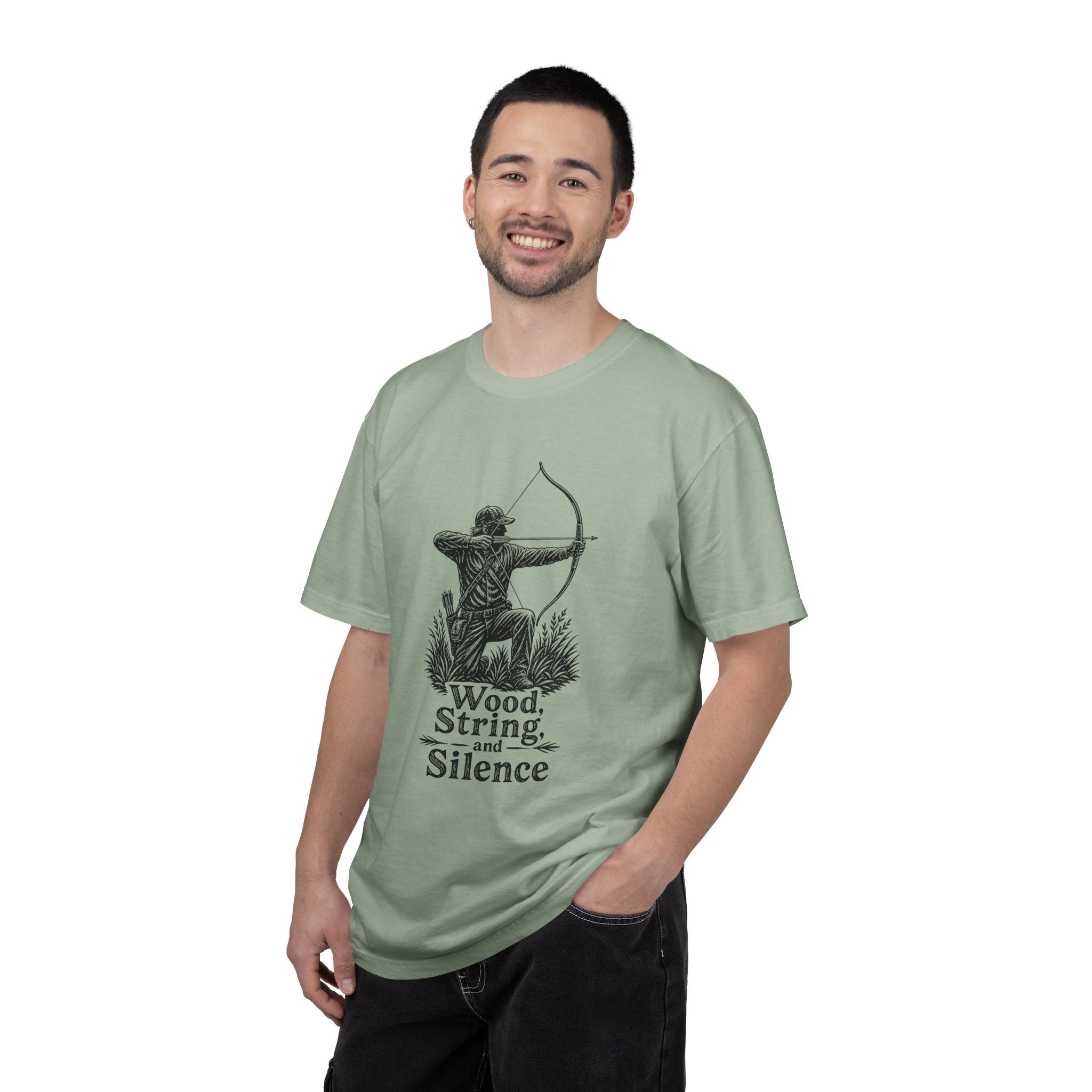 Comfort Colors® Archer Graphic T-Shirt — "Wood, String, and Silence" Vintage Archery Tee