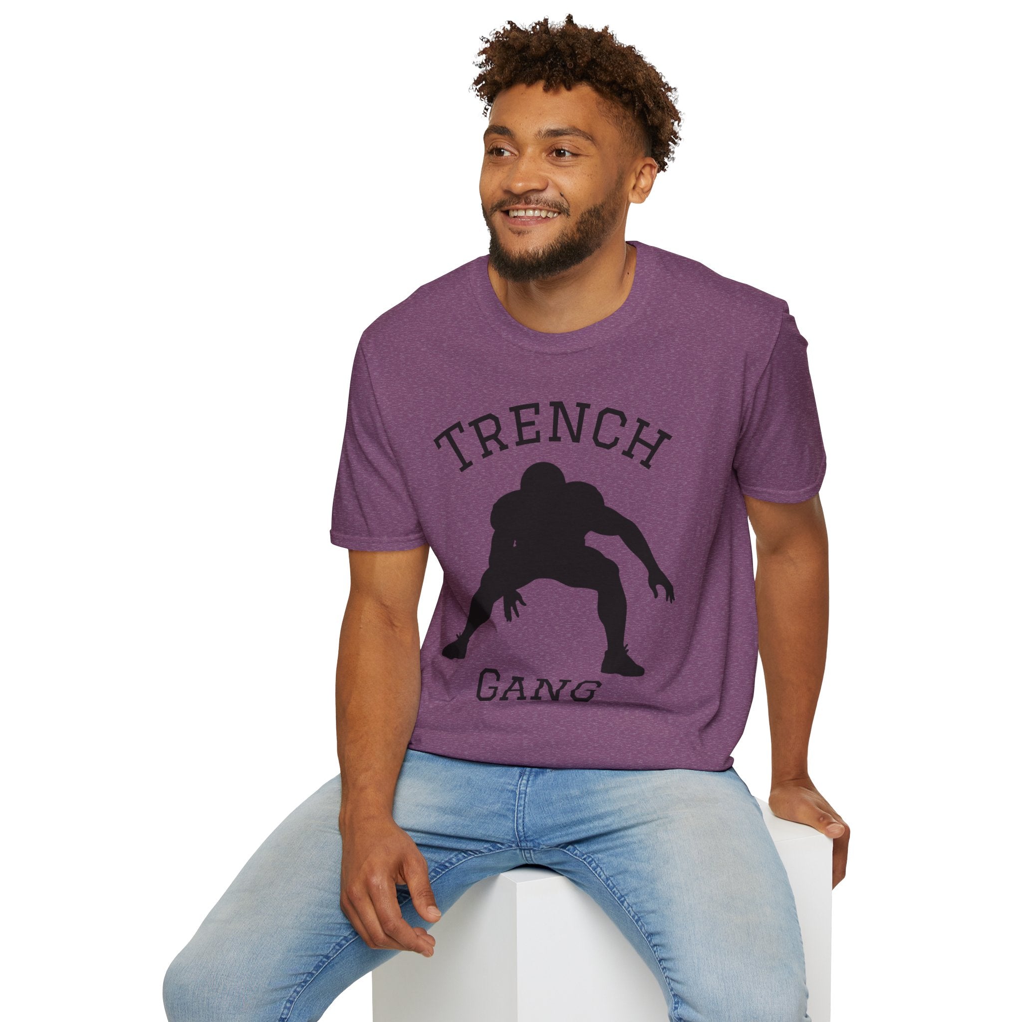Football Lineman Tee — Retro Trench 3‑Point Stance Tee