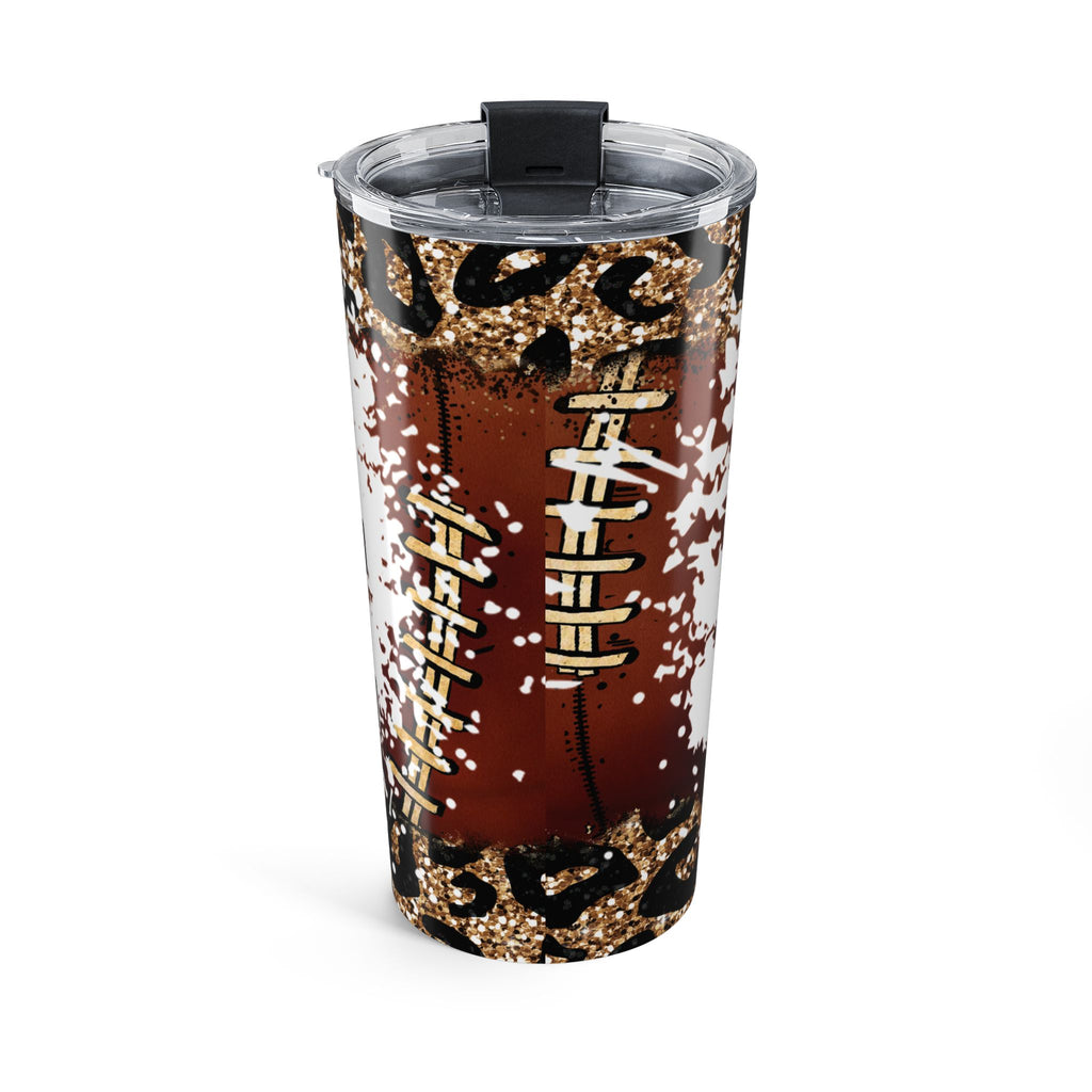 Football Mom Leopard Glitter Football Design 20oz Tumbler Insulated Travel Cup