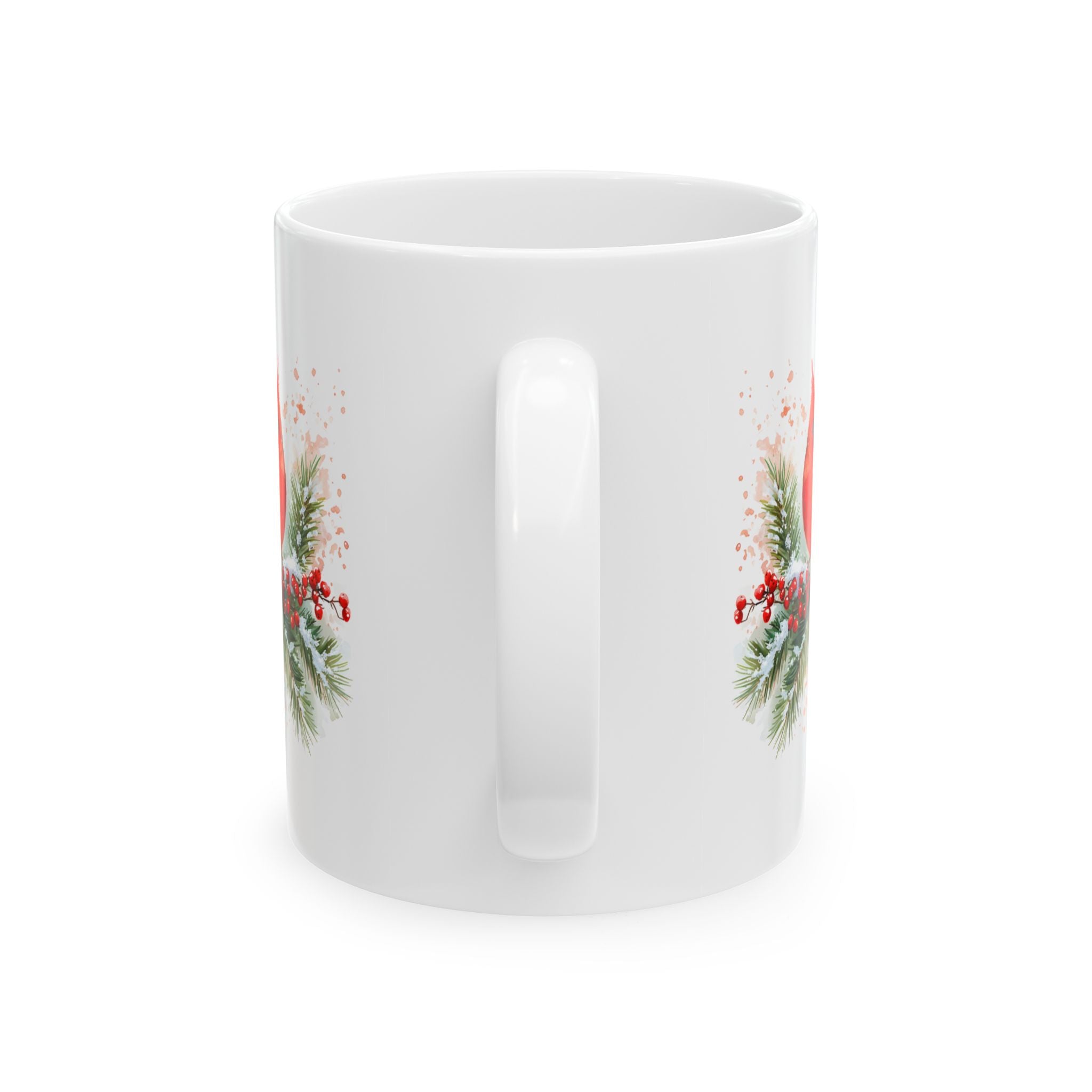 Holiday Pine & Ribbon Ceramic Mug — Festive Christmas Coffee Cup (11oz, 15oz)