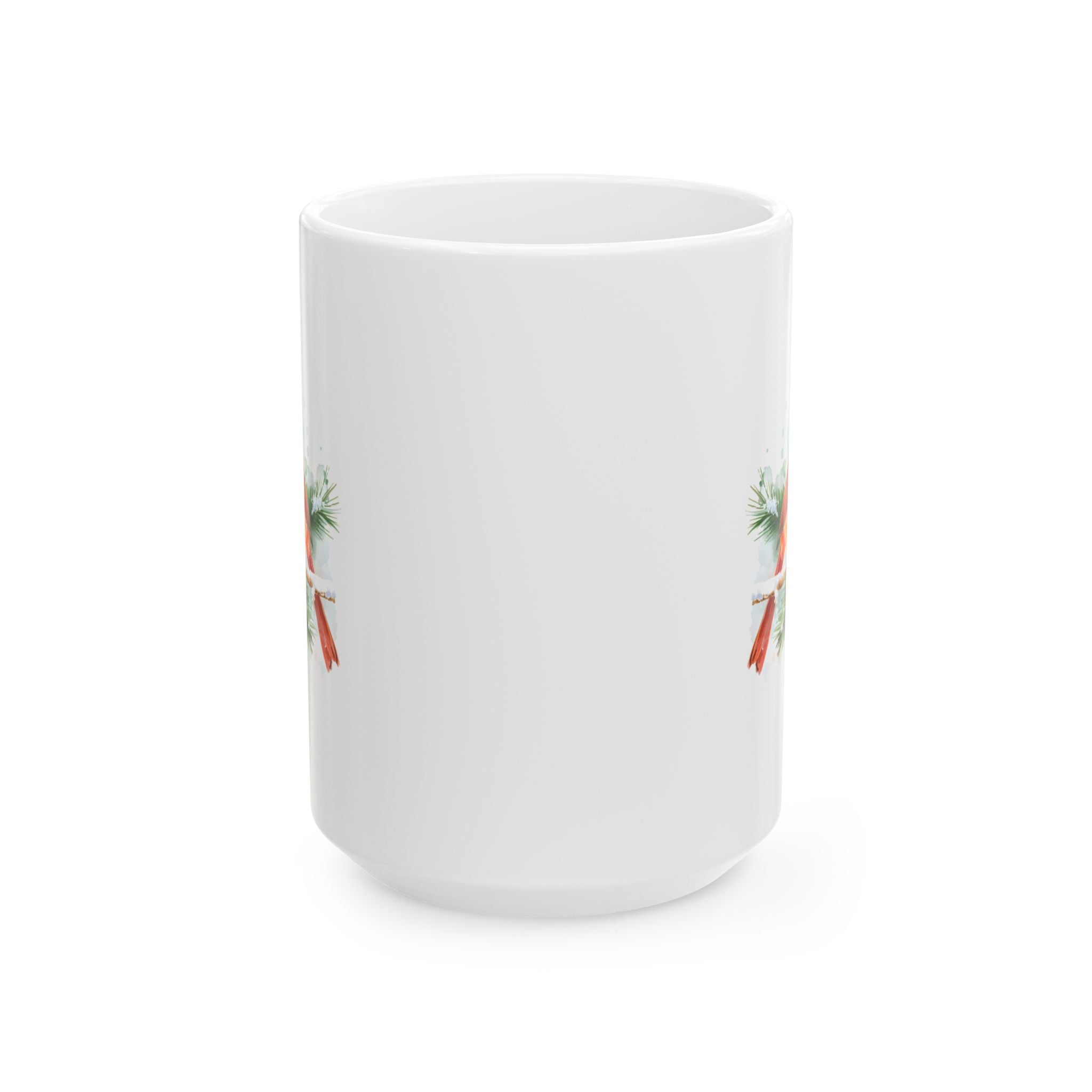 Holiday Pine & Ribbon Ceramic Mug — Festive Christmas Coffee Cup (11oz, 15oz)