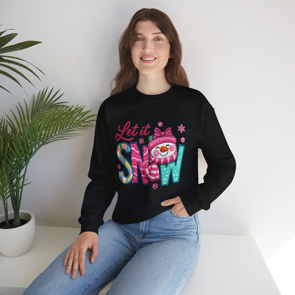 Let It Snow Crewneck Sweatshirt — Cute Snowman Winter Holiday Pullover