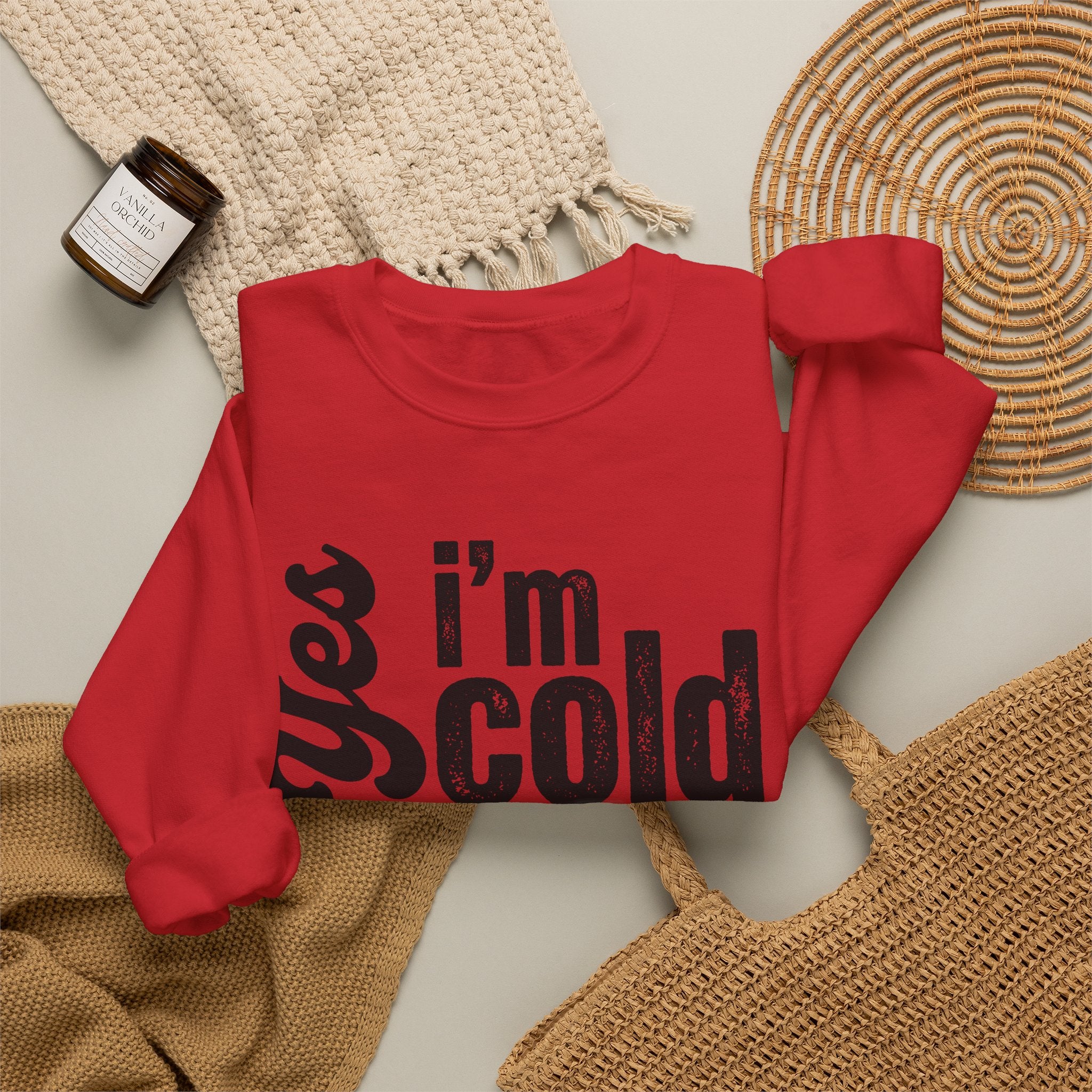 Sweatshirt — "Yes I’m Cold" Cozy Graphic Crewneck