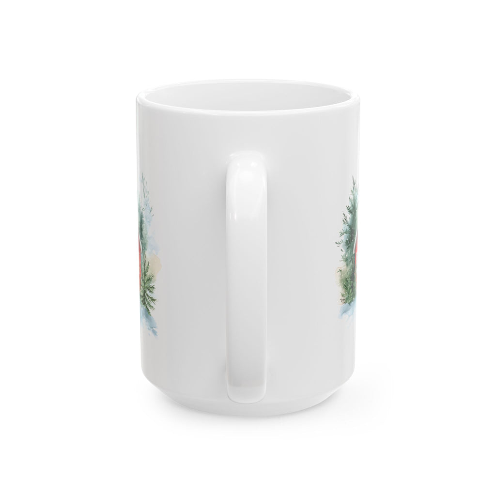 Ceramic Mug — Cozy Winter Barn Watercolor Coffee Mug (11oz, 15oz)