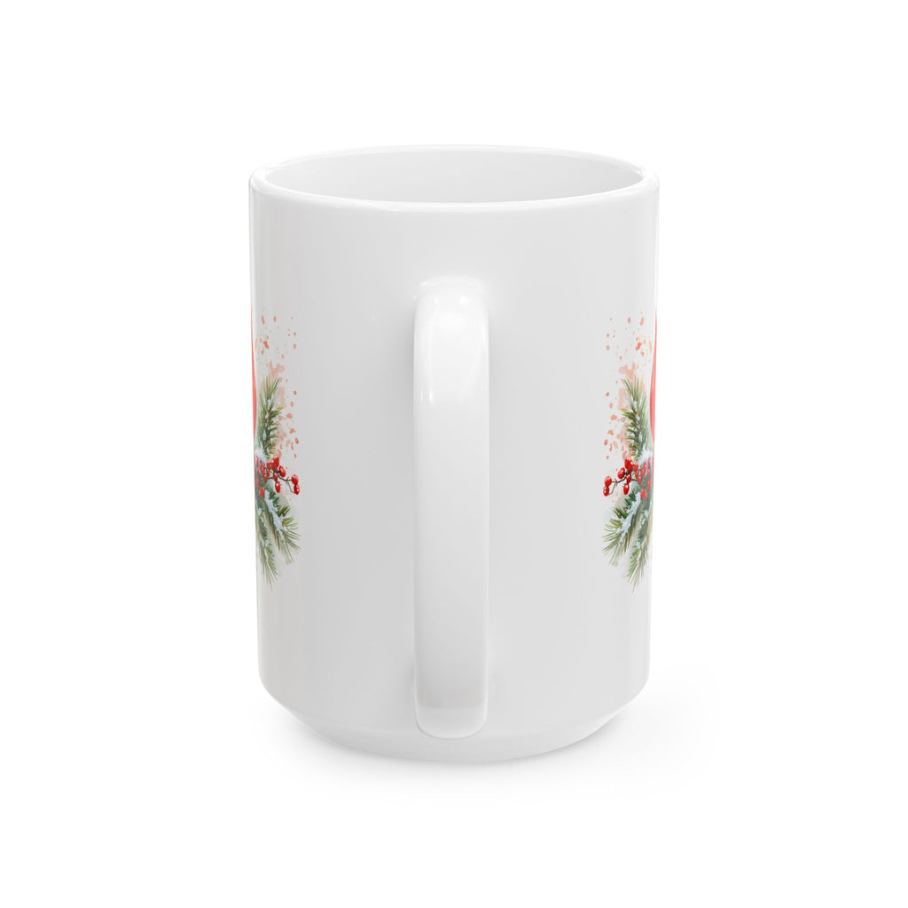 Holiday Pine & Ribbon Ceramic Mug — Festive Christmas Coffee Cup (11oz, 15oz)
