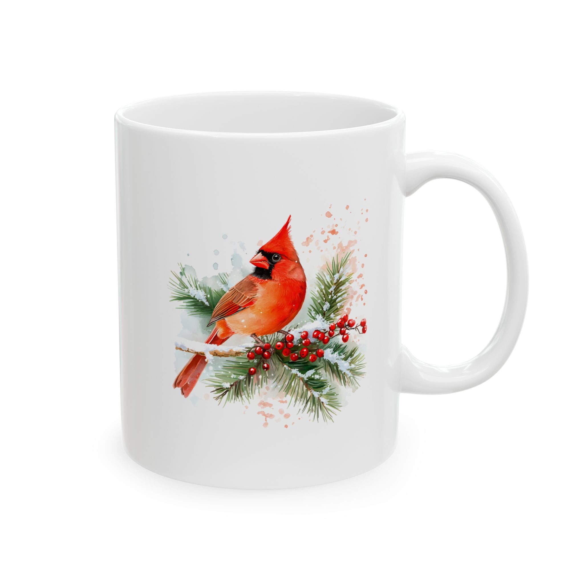 Holiday Pine & Ribbon Ceramic Mug — Festive Christmas Coffee Cup (11oz, 15oz)