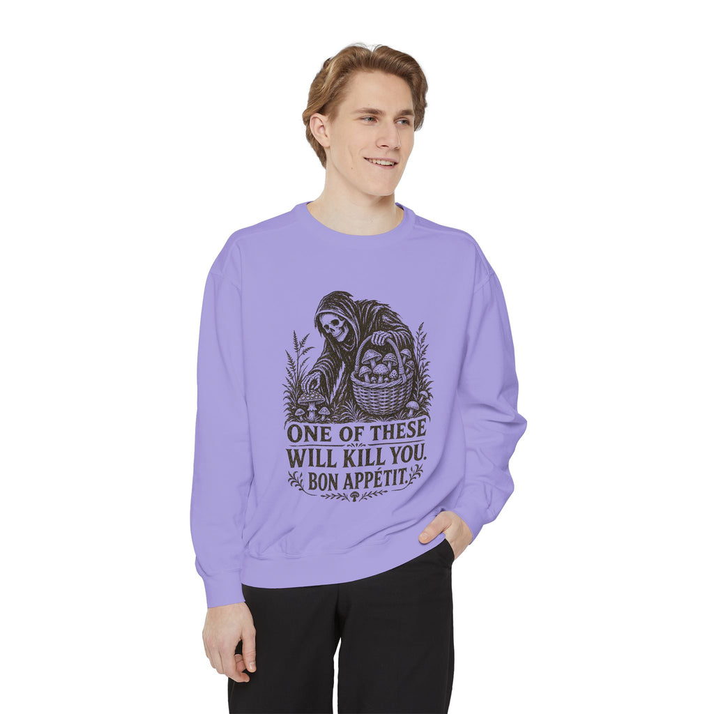 Comfort Colors Grim Reaper 'One of These Will Kill You - Bon Appétit' Sweatshirt