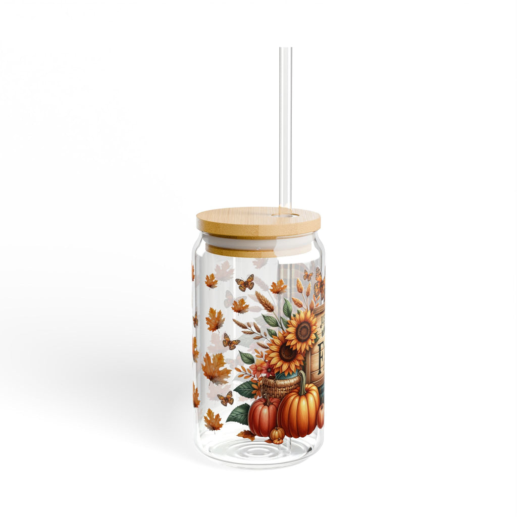 16oz Fall Sipper Glass - "Just a Girl Who Loves Fall" Sunflower & Pumpkin Tumbler