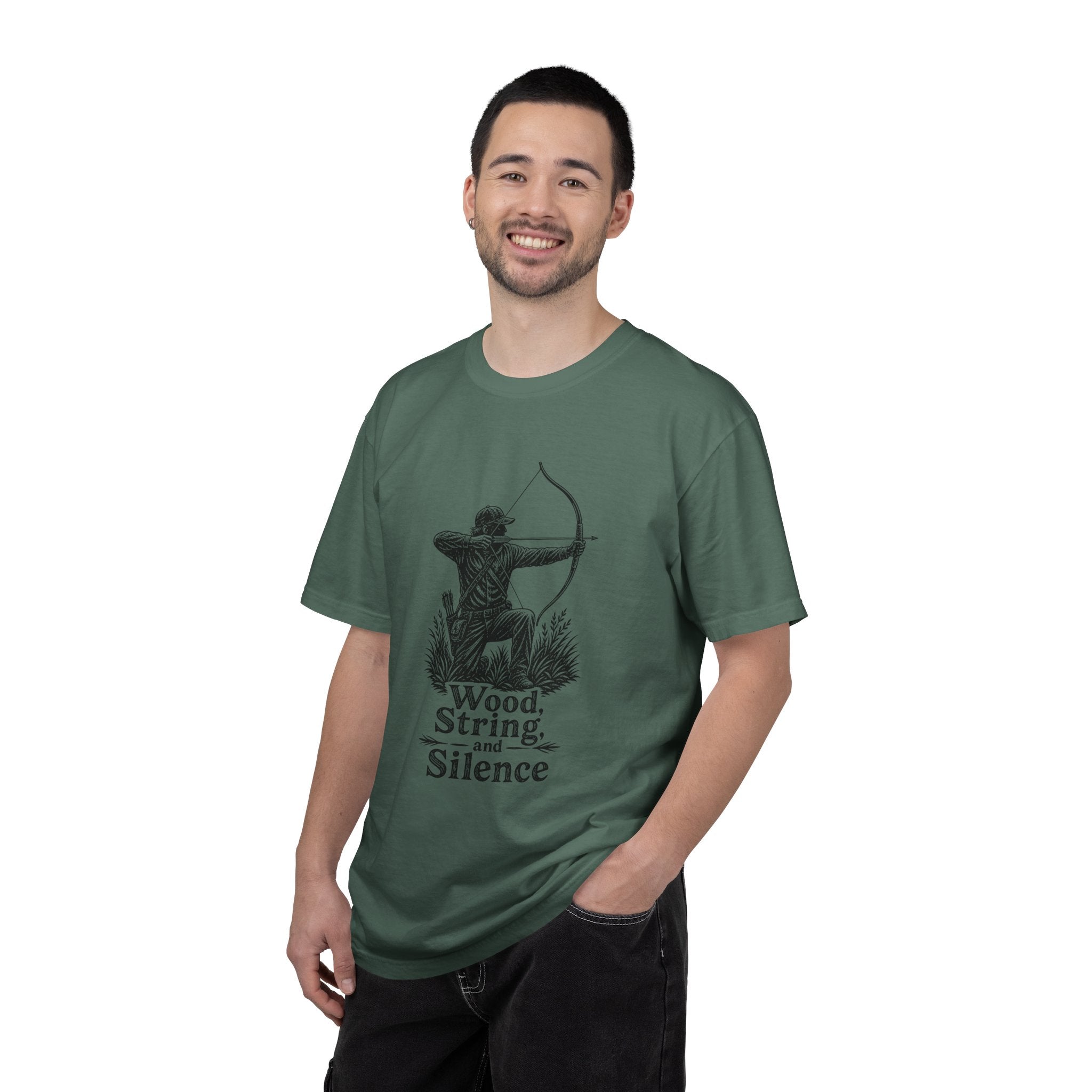 Comfort Colors® Archer Graphic T-Shirt — "Wood, String, and Silence" Vintage Archery Tee