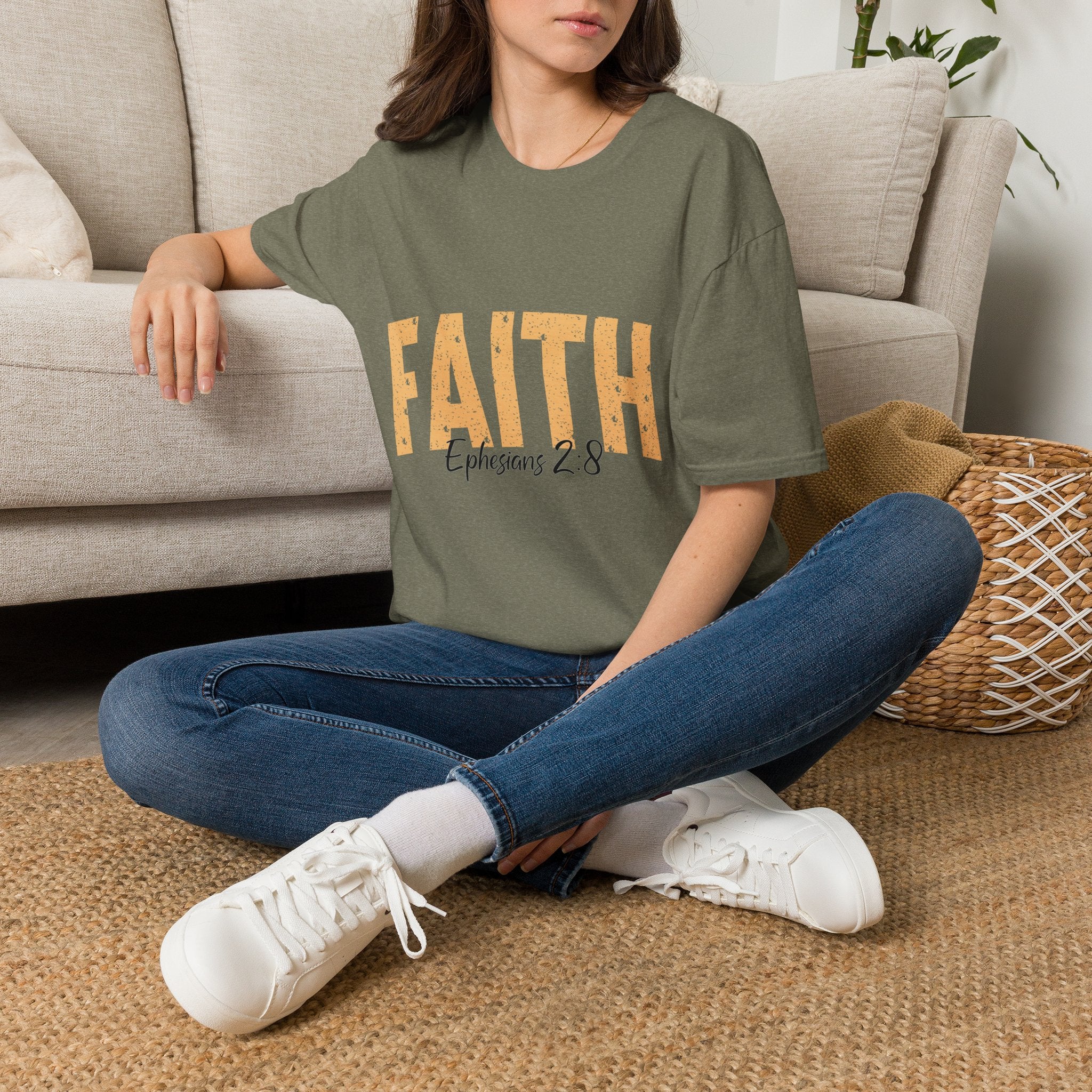 "FAITH" Bible Verse T-Shirt (Ephesians 2:8) Inspirational Christian Tee