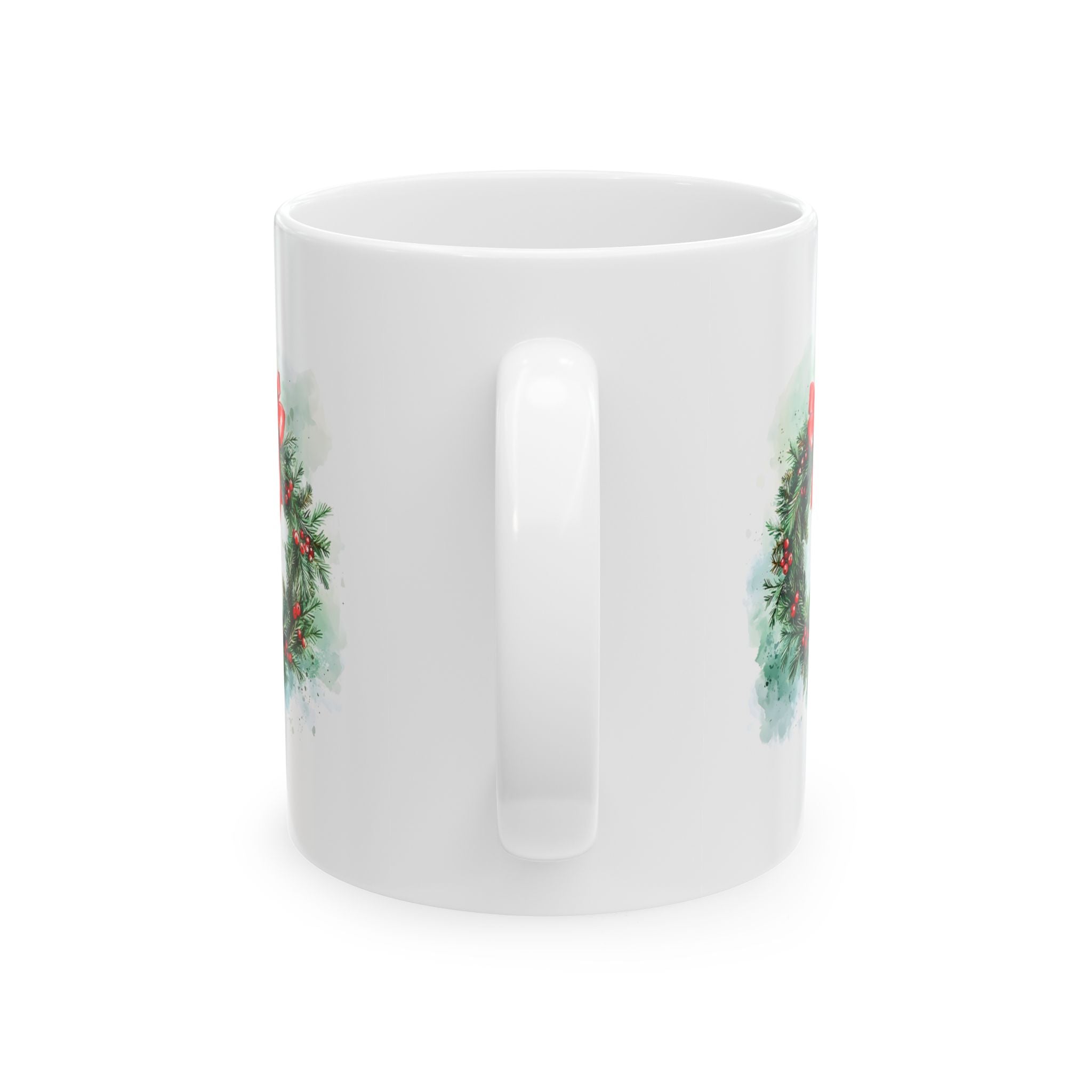 Christmas Wreath Ceramic Mug – Festive Holiday Coffee Cup (11oz, 15oz)