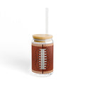 16oz Football Sipper Glass with Straw – Game Day Drink Jar