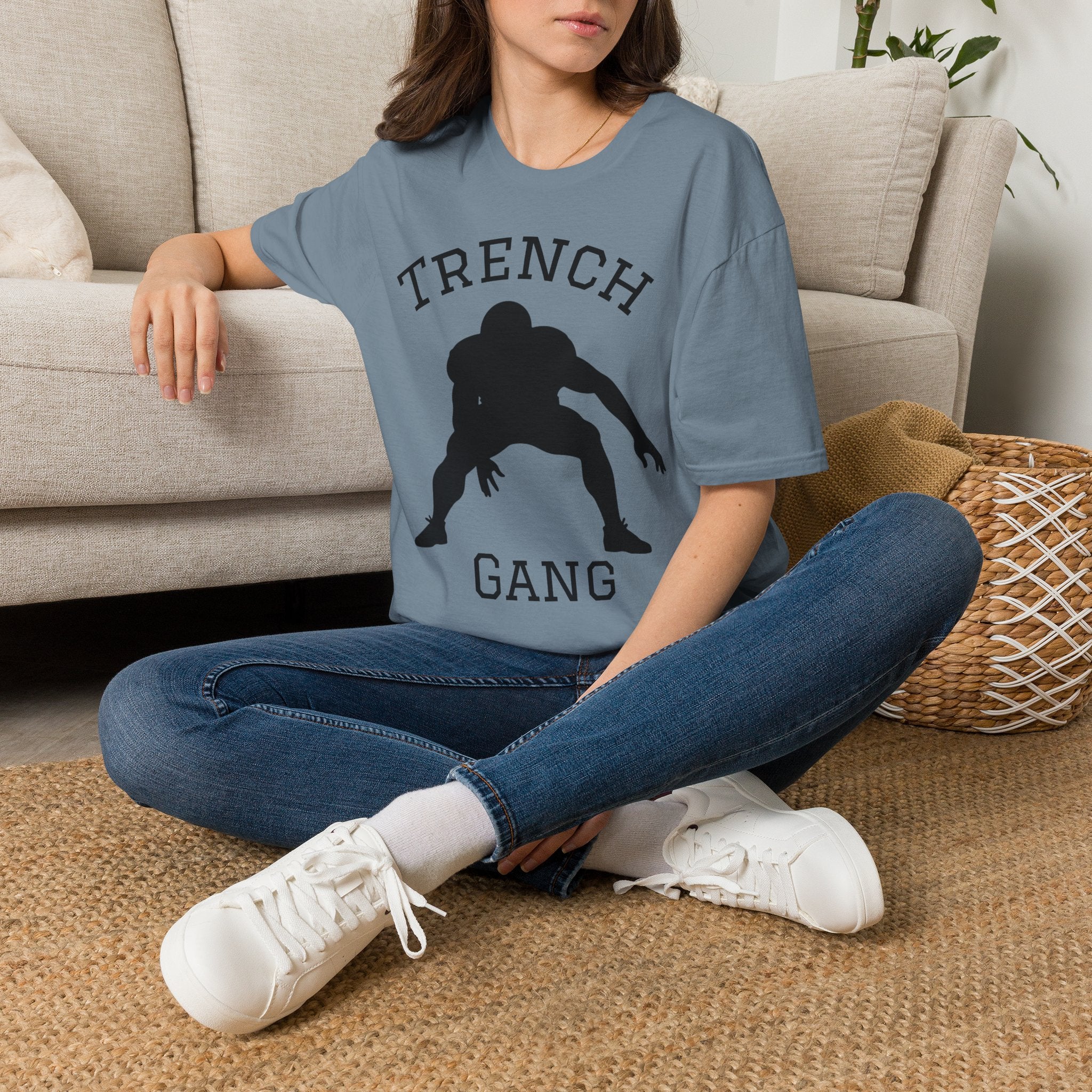 Football Lineman Tee — Retro Trench 3‑Point Stance Tee