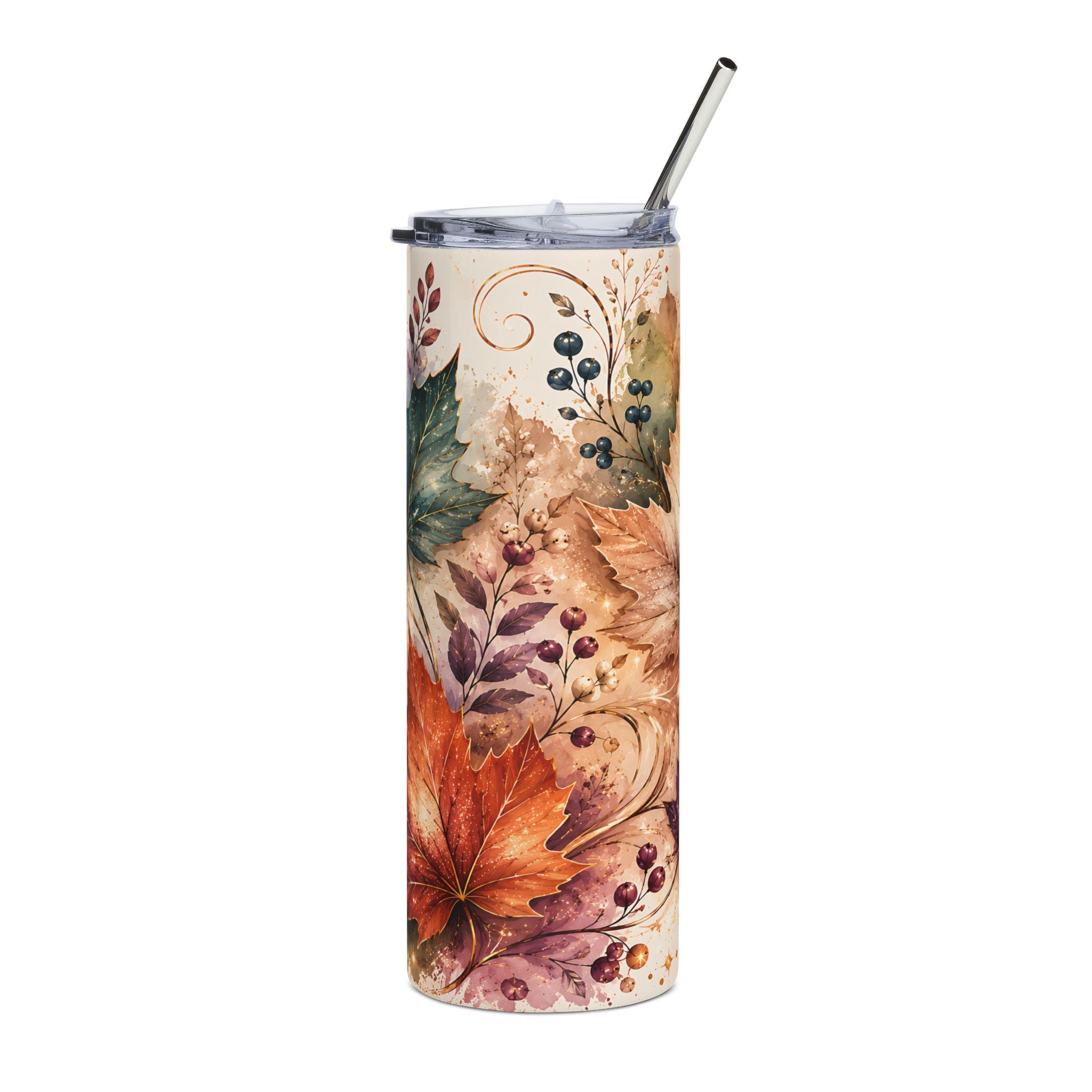 Autumn Watercolor Leaves Stainless Steel Tumbler | 20oz