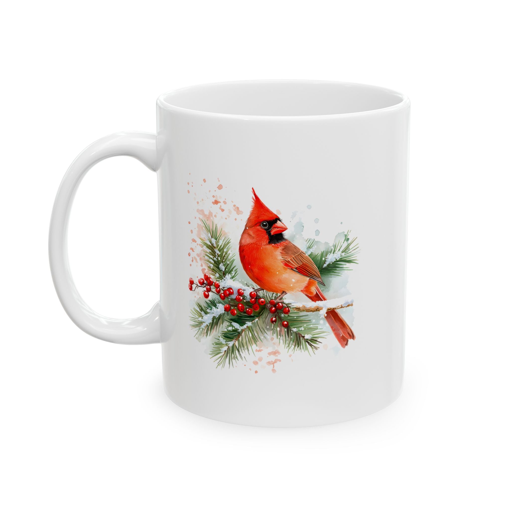 Holiday Pine & Ribbon Ceramic Mug — Festive Christmas Coffee Cup (11oz, 15oz)