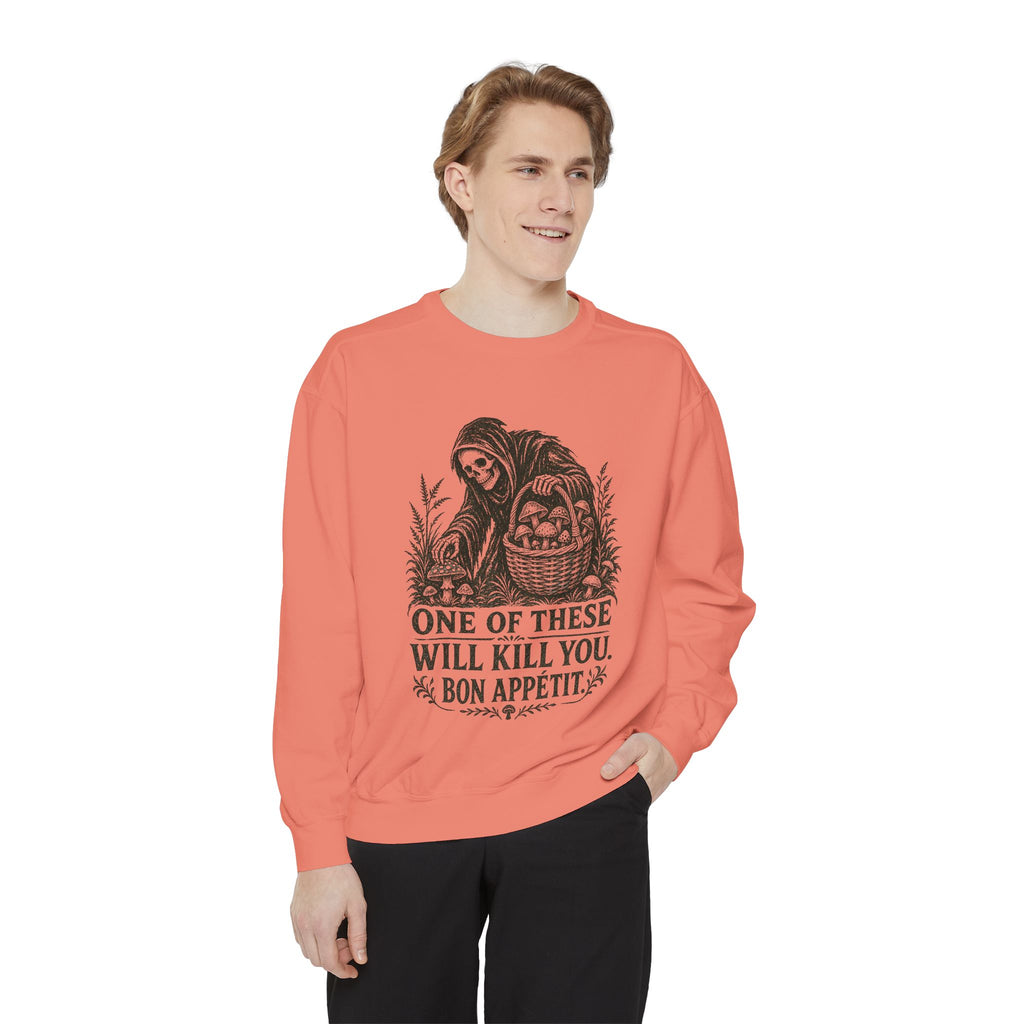 Comfort Colors Grim Reaper 'One of These Will Kill You - Bon Appétit' Sweatshirt
