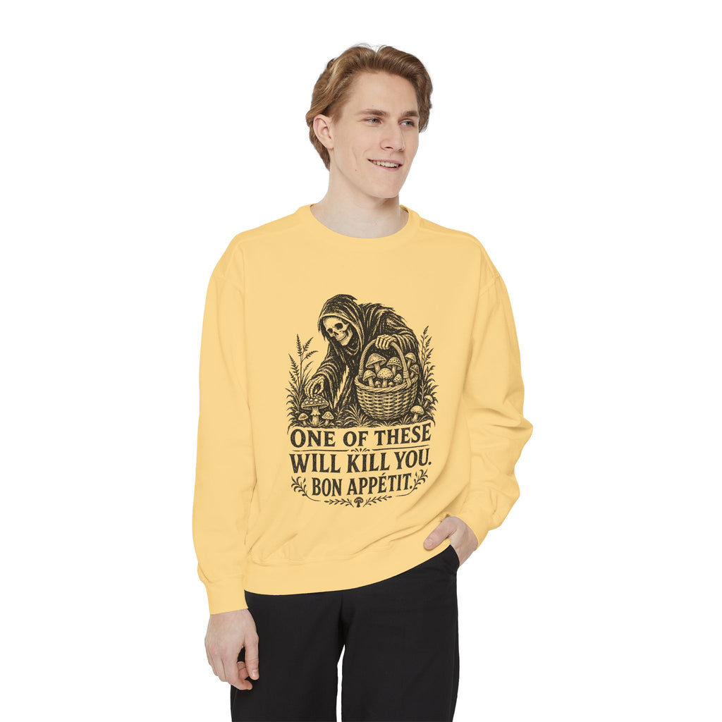 Comfort Colors Grim Reaper 'One of These Will Kill You - Bon Appétit' Sweatshirt