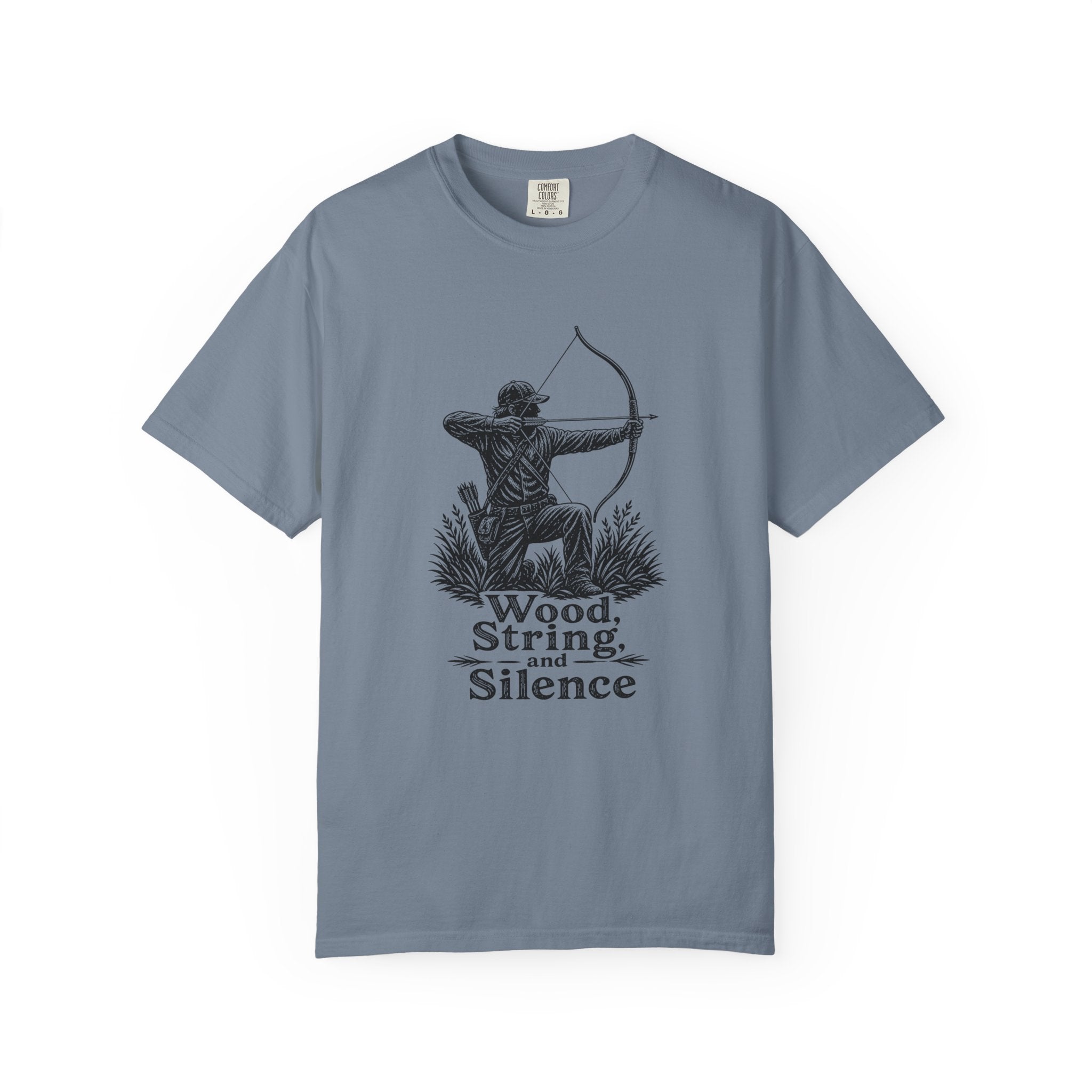 Comfort Colors® Archer Graphic T-Shirt — "Wood, String, and Silence" Vintage Archery Tee