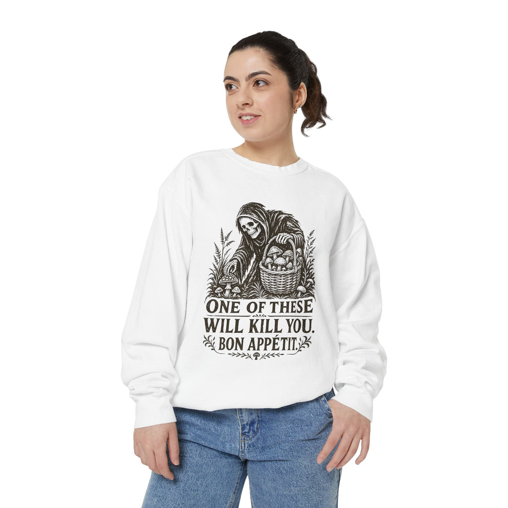 Comfort Colors Grim Reaper 'One of These Will Kill You - Bon Appétit' Sweatshirt