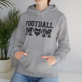 Football Mom Hoodie - Distressed Football Heart Design, Athletic Mom Gift