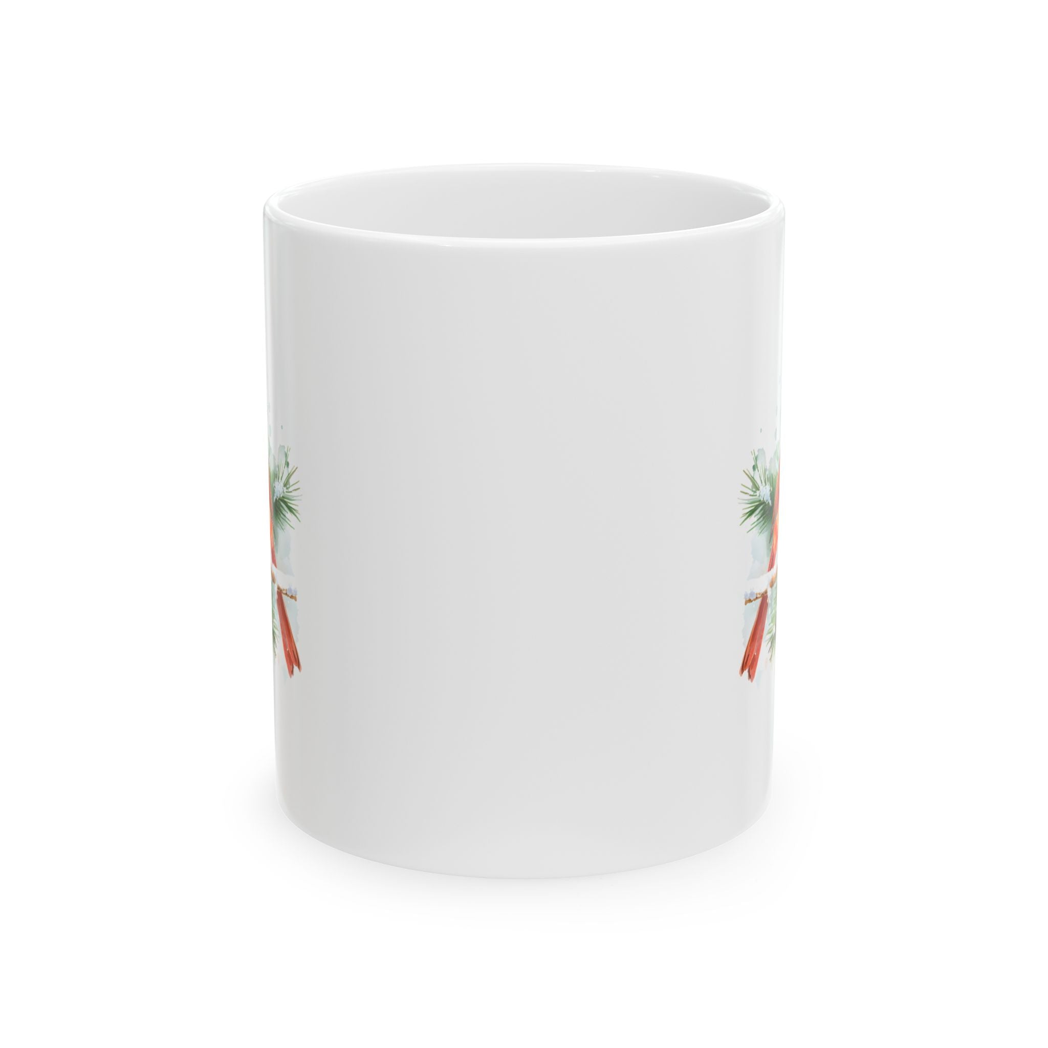 Holiday Pine & Ribbon Ceramic Mug — Festive Christmas Coffee Cup (11oz, 15oz)