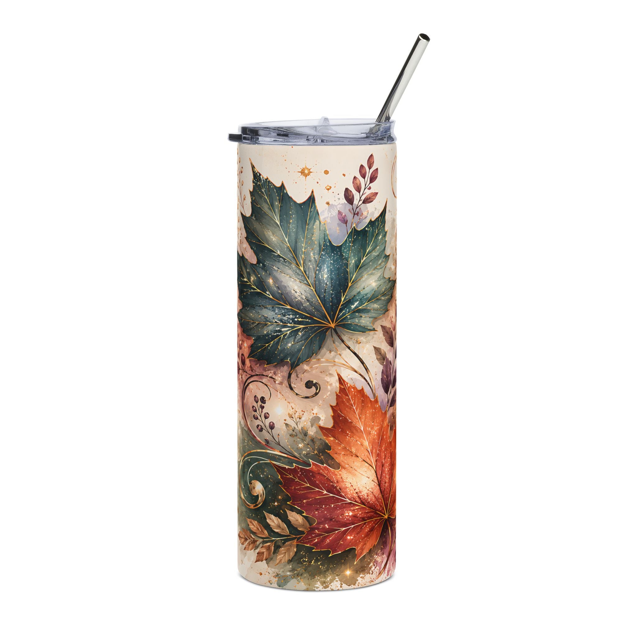 Autumn Watercolor Leaves Stainless Steel Tumbler | 20oz
